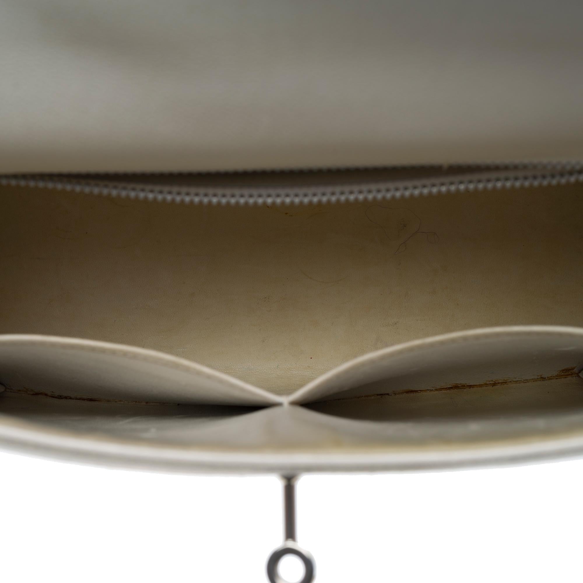Rare Hermès Kelly 28 sellier handbag strap in White Canvas and Leather, PHW 4