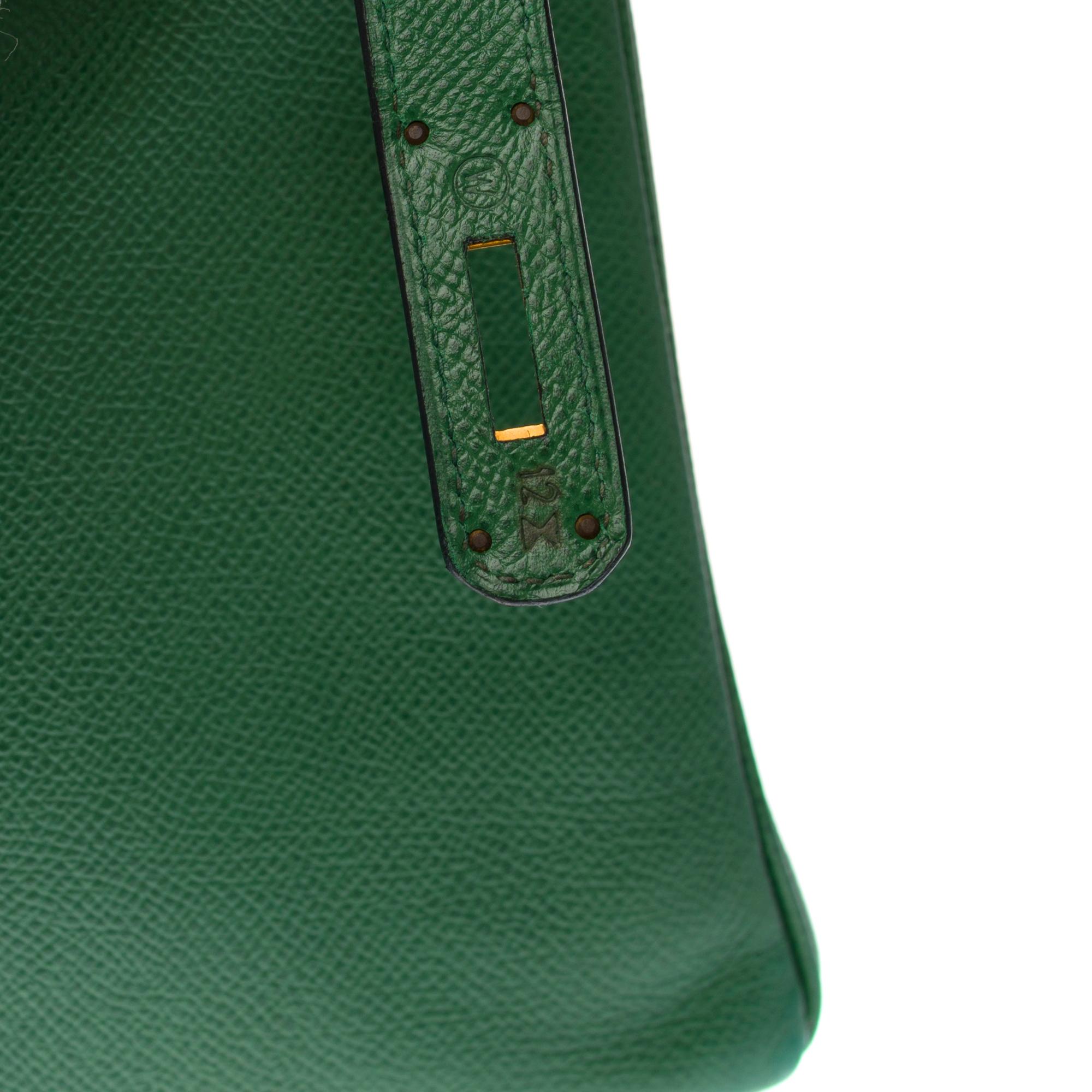 RARE Hermès Kelly 32 handbag with strap in green courchevel and gold hardware 1