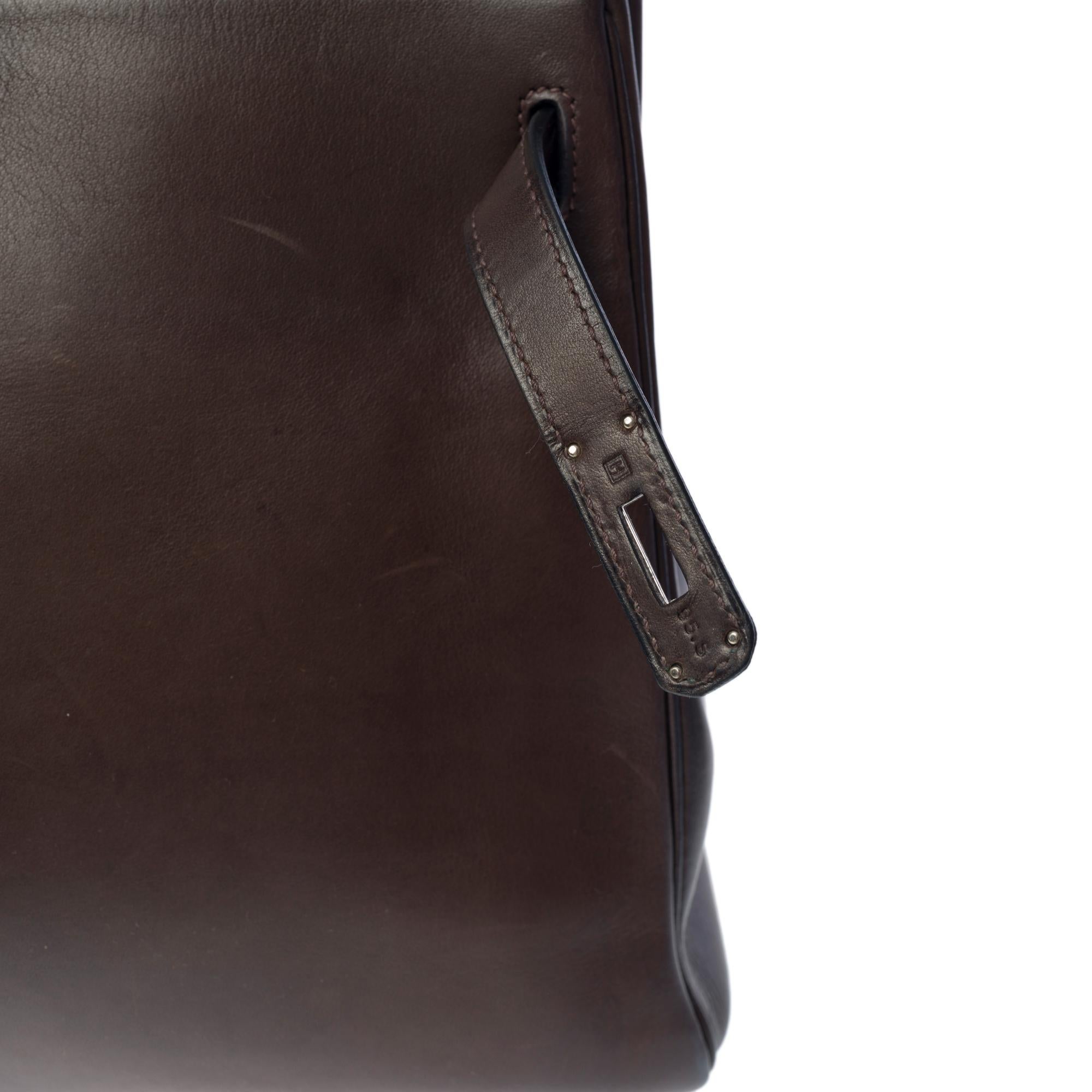 Women's or Men's Rare Hermès Kelly 32 retourne handbag strap in brown Barenia leather , SHW
