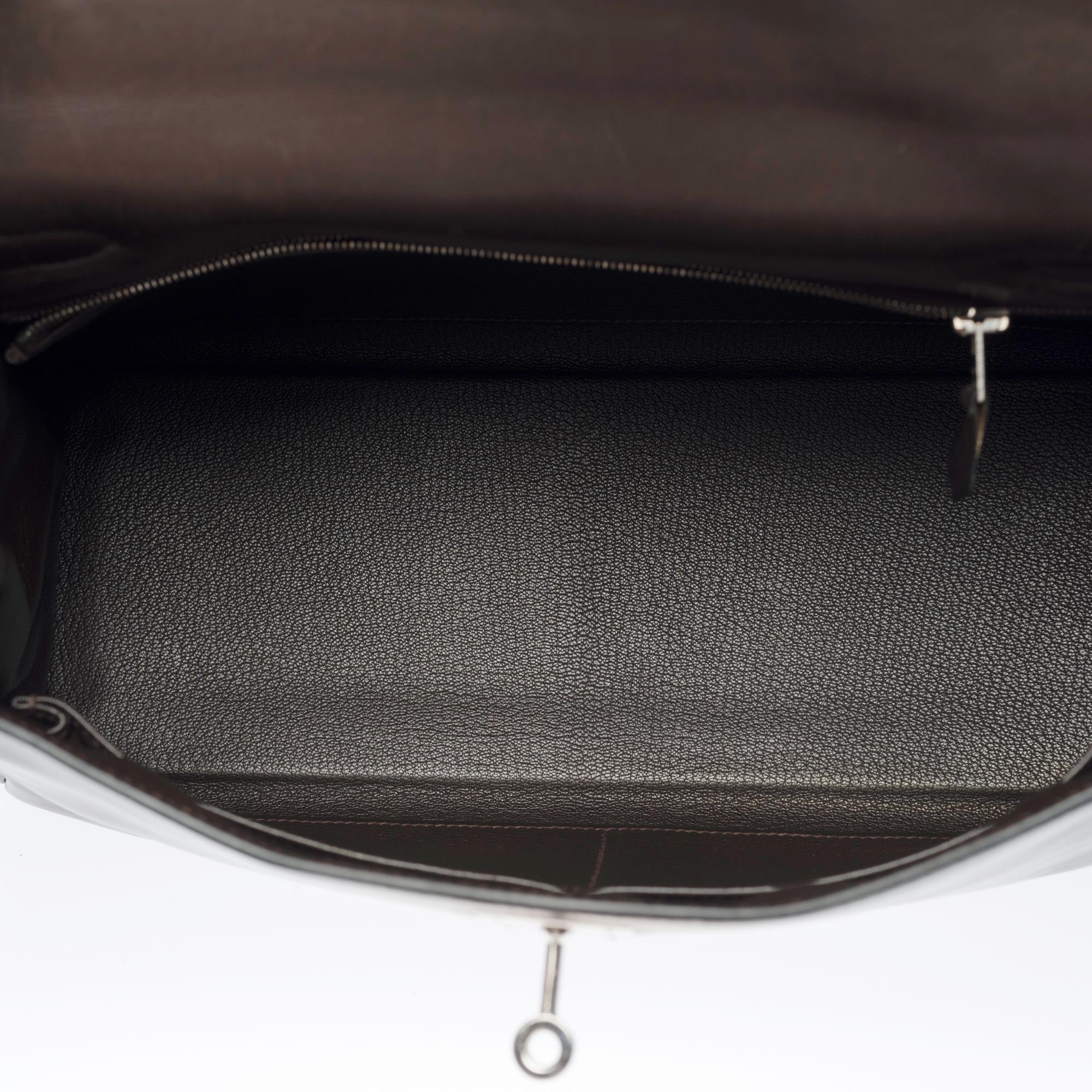 Rare Hermès Kelly 32 retourne handbag strap in brown Barenia leather , SHW 1