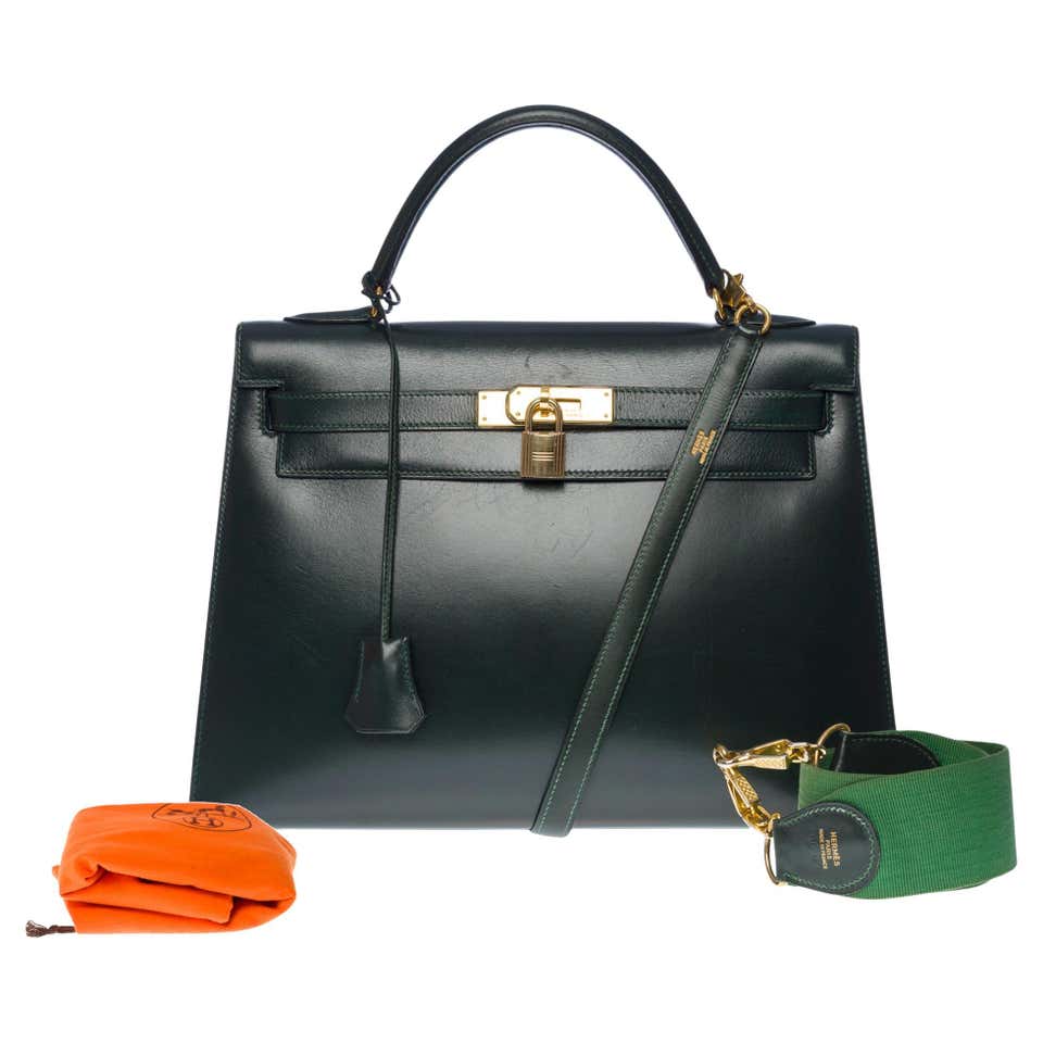 New Hermès Kelly 32 retourne handbag strap in Black Togo leather, GHW ...