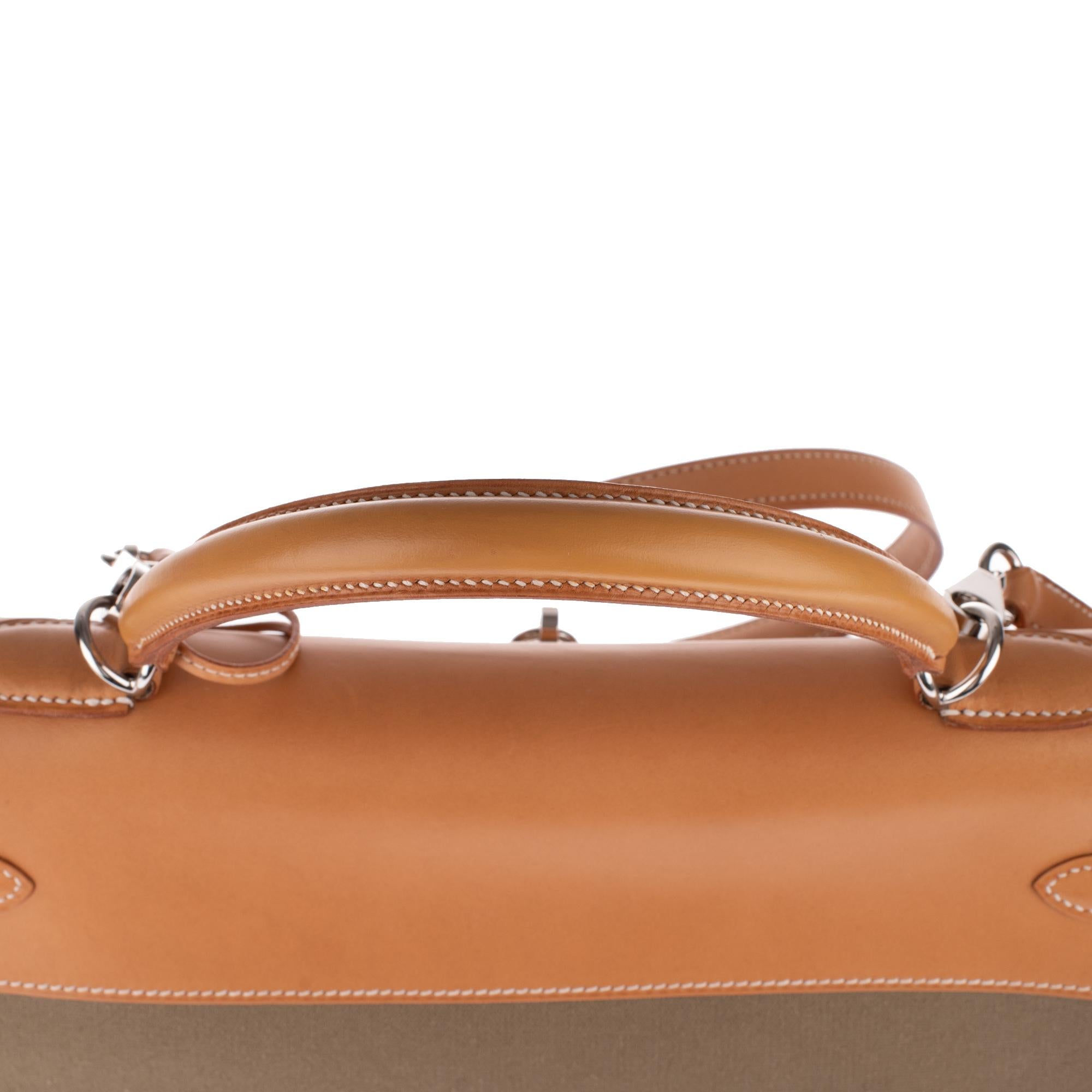 Rare Hermès Kelly 35 strap handbag bi-material and bicolour ! 3