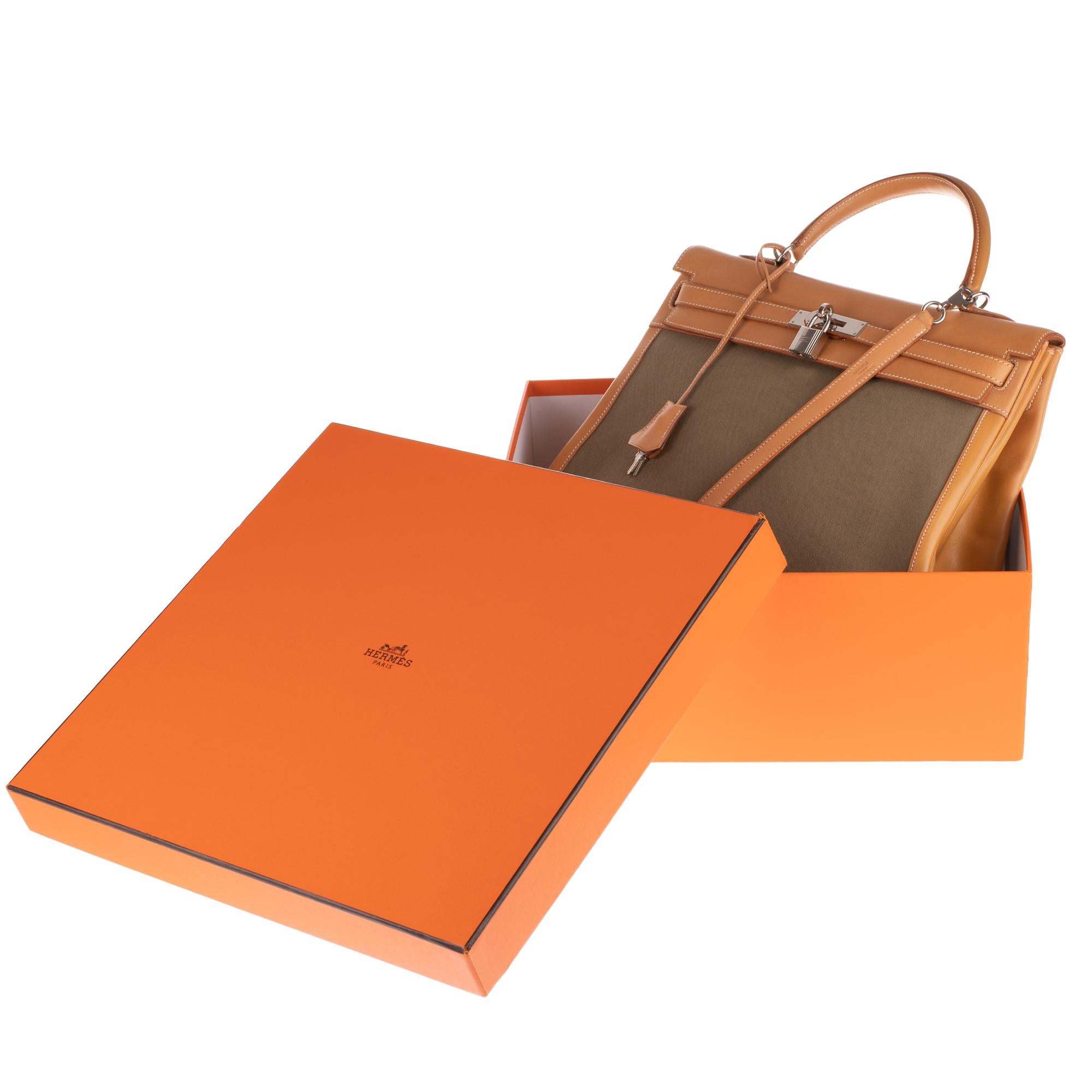 Rare Hermès Kelly 35 strap handbag bi-material and bicolour ! 5