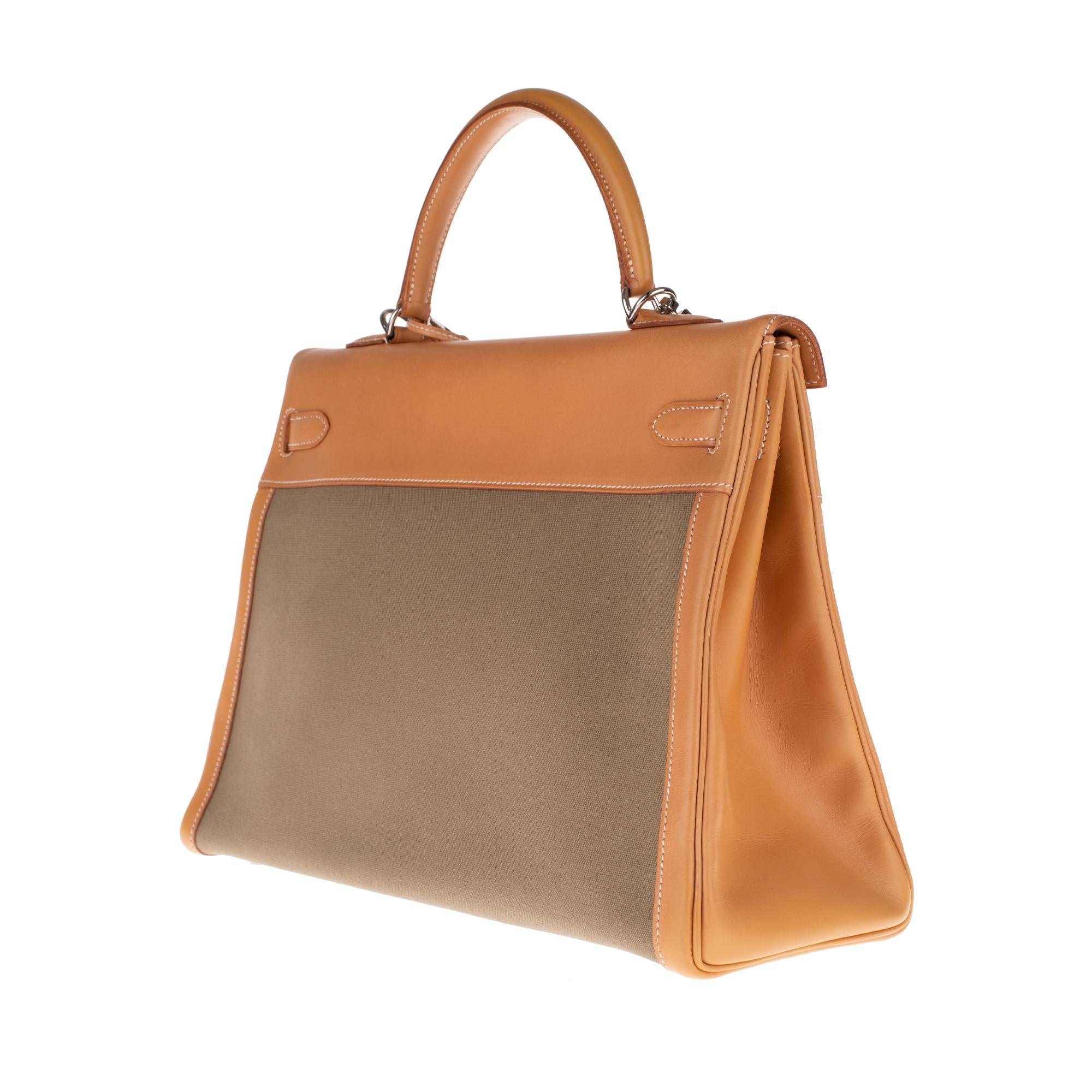 Women's or Men's Rare Hermès Kelly 35 strap handbag bi-material and bicolour !