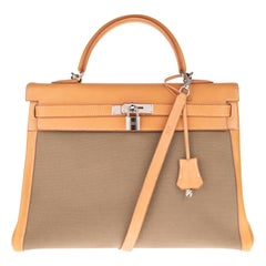Rare Hermès Kelly 35 strap handbag bi-material and bicolour !