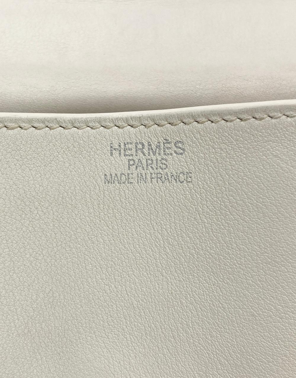 RARE Hermes Kelly Flat 35 White Swift Silver PDH For Sale 3