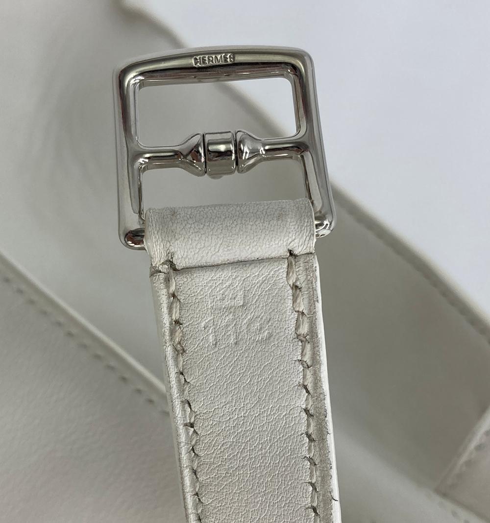 RARE Hermes Kelly Flat 35 White Swift Silver PDH For Sale 5