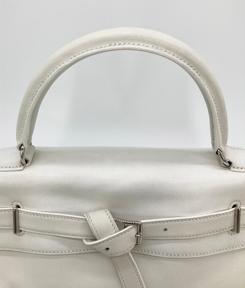 RARE Hermes Kelly Flat 35 White Swift Silver PDH In Good Condition For Sale In Philadelphia, PA