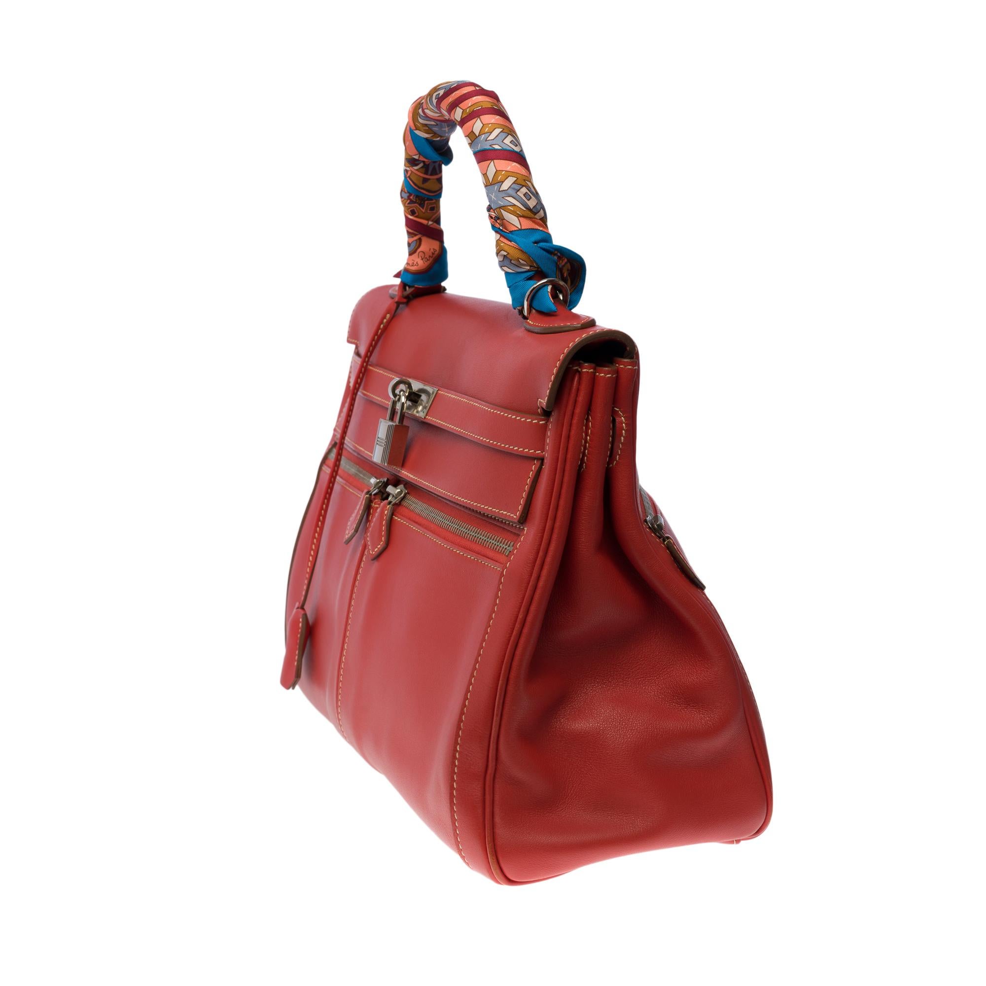 Seltener Hermès Kelly Lakis 35 Handtaschenriemen aus sanguinischem Mauerkalbsleder, PHW (Rot)