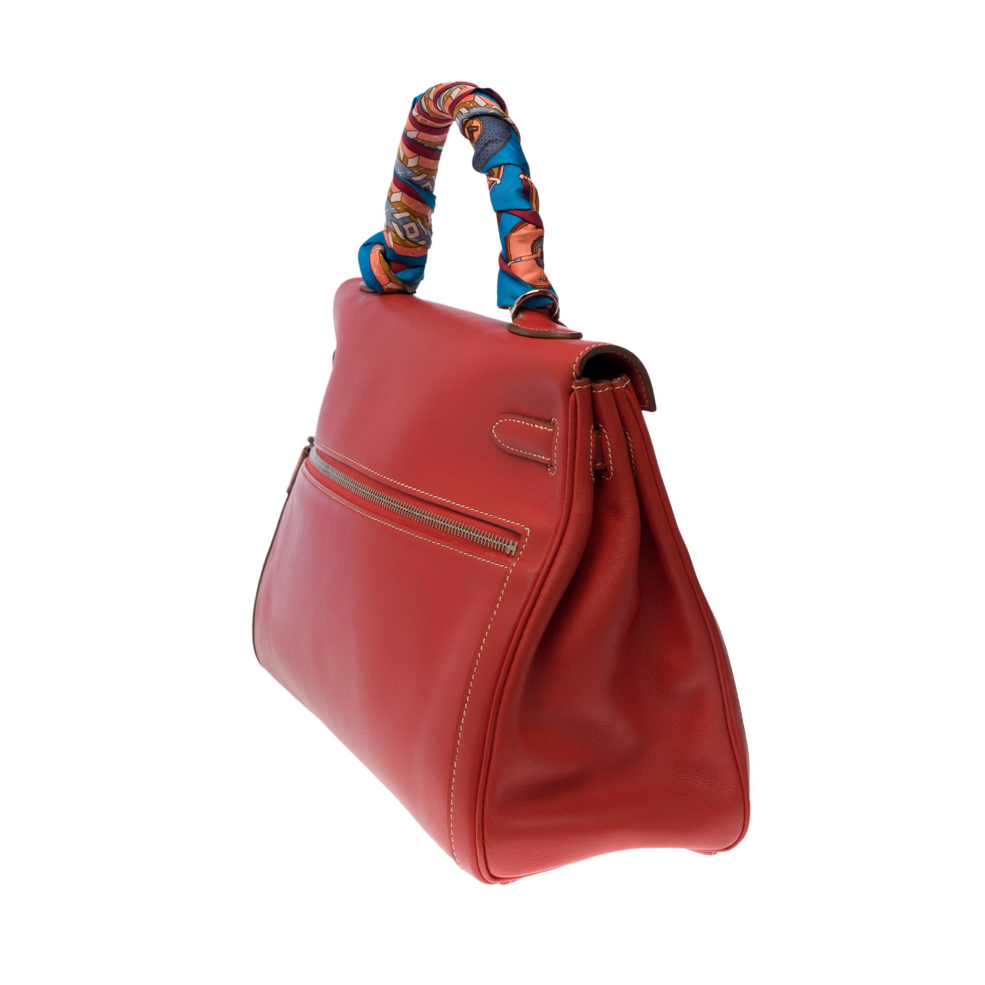Seltener Hermès Kelly Lakis 35 Handtaschenriemen aus sanguinischem Mauerkalbsleder, PHW im Zustand „Hervorragend“ in Paris, IDF