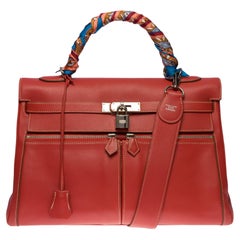 Rare Hermès Kelly Lakis 35 handbag strap in sanguine swift calf leather, PHW