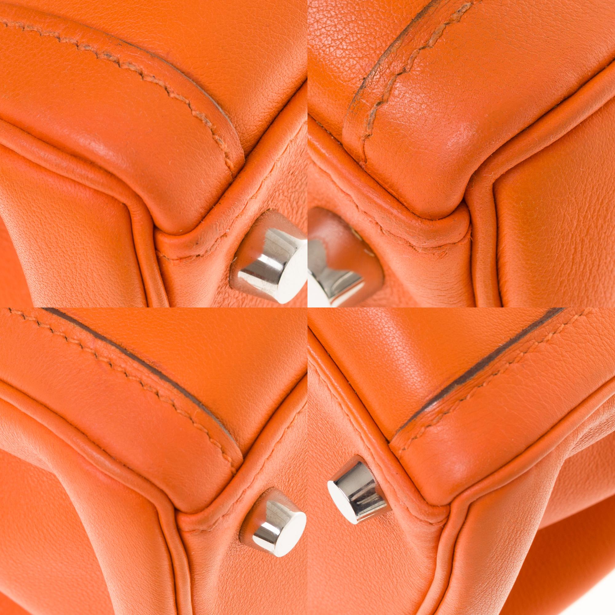 Rare Hermès Kelly Lakis 35 handbag with strap in orange swift calf leather, PHW 3