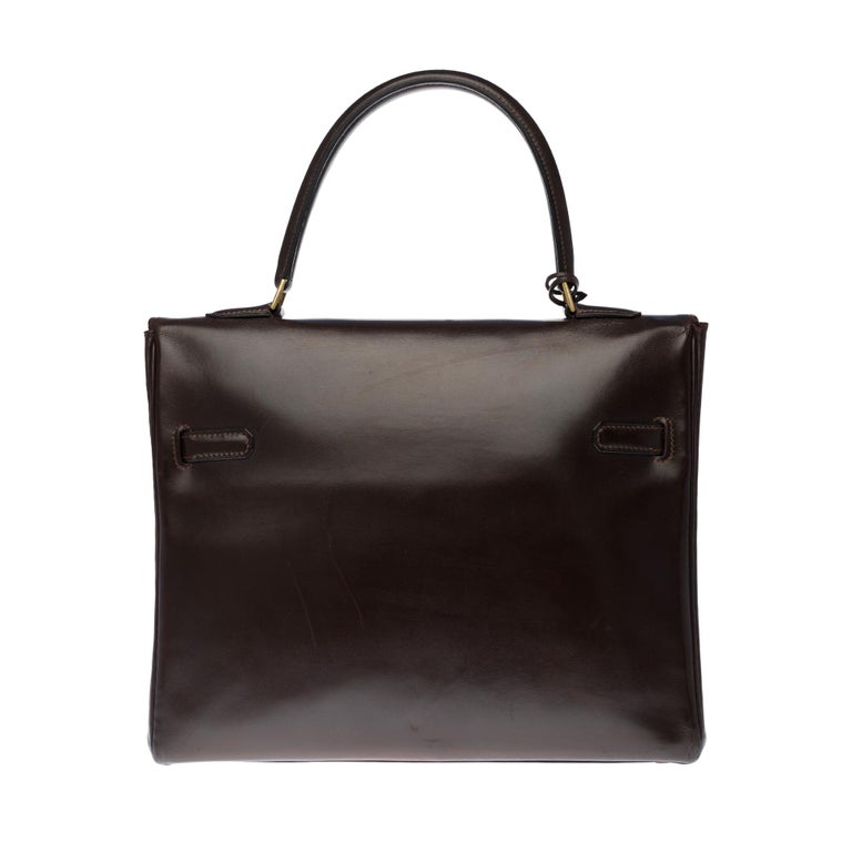 HERMÈS Kelly Monaco Collector Chocolate Brown Box Handbag 1960 - Chelsea  Vintage Couture