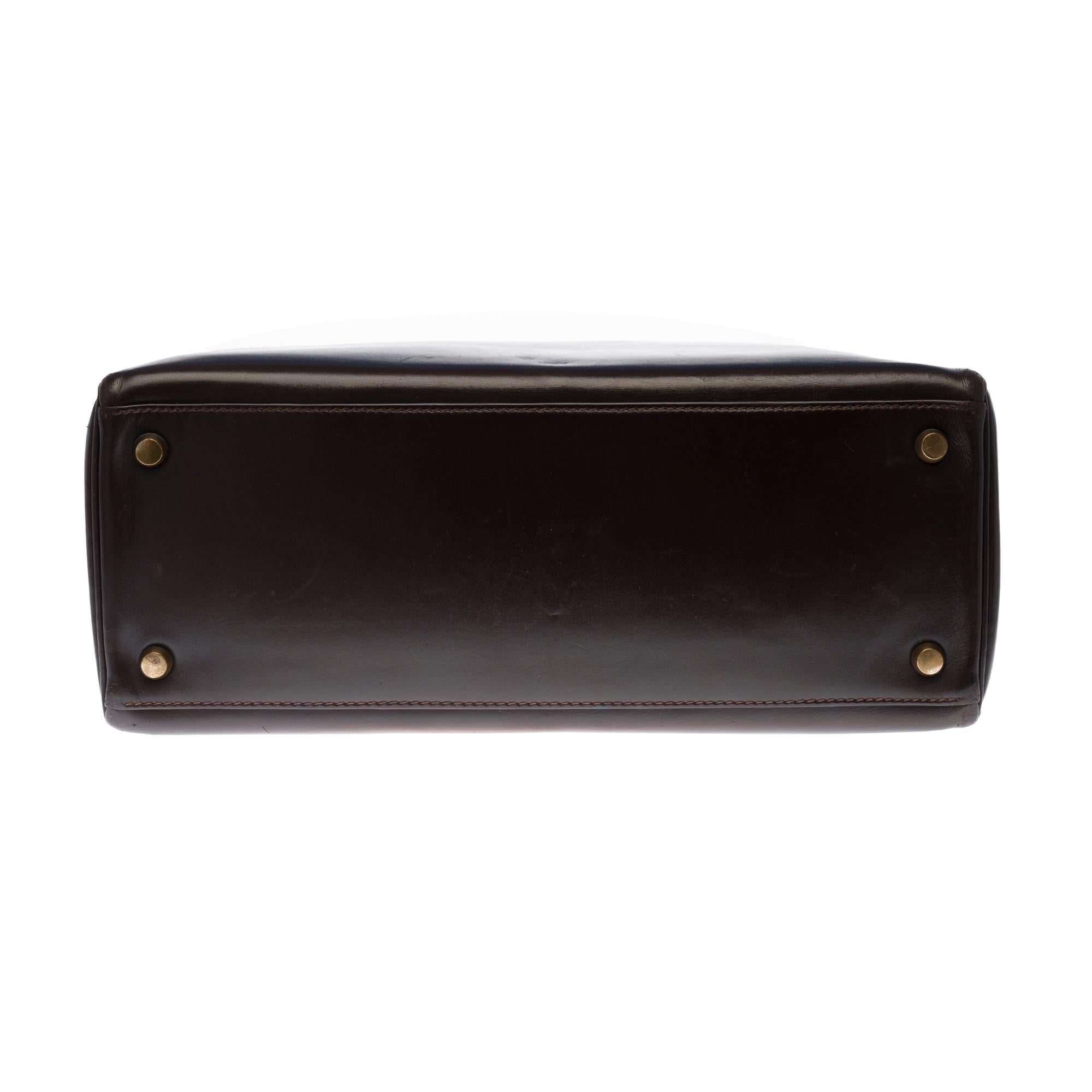 RARE Hermès Kelly Monaco 30cm handbag in brown box calfskin with Gold hardware 1