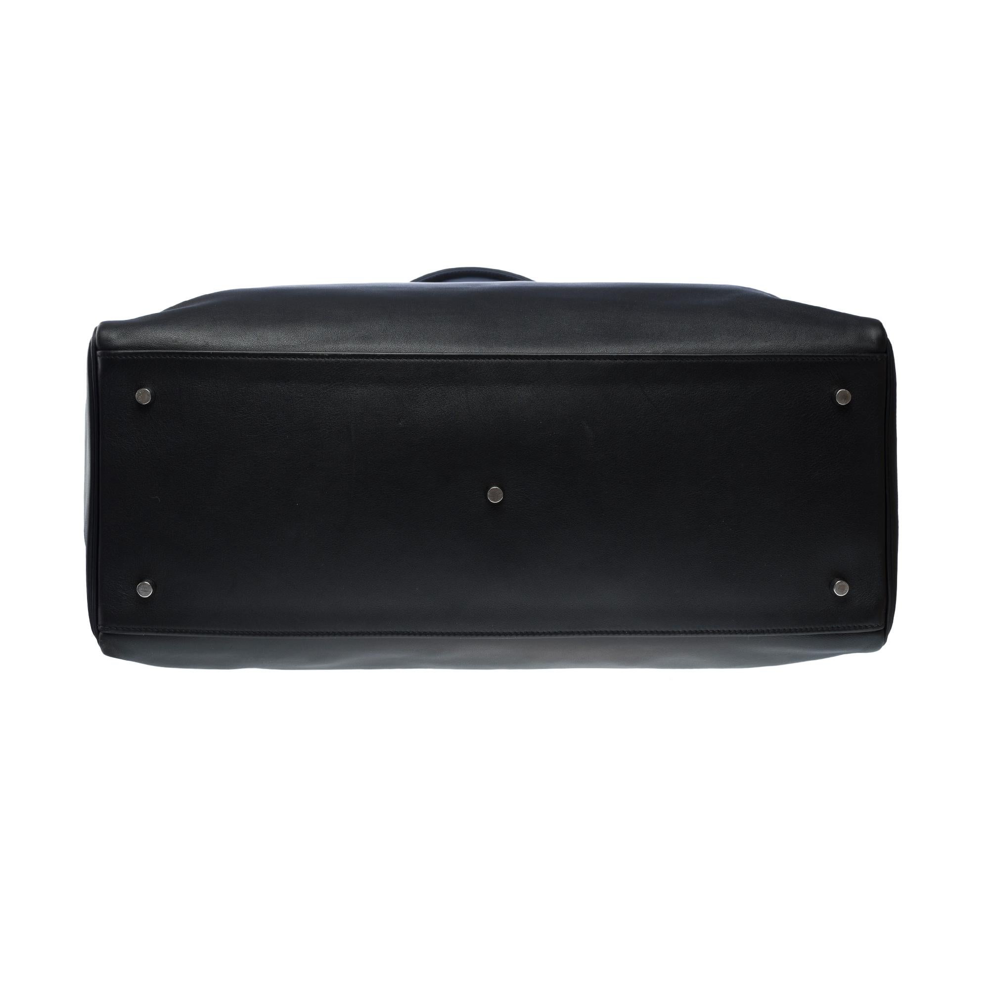 Rare Hermès Kelly Relax 50 retourne Week-end bag inBlack Swift leather, SHW 6