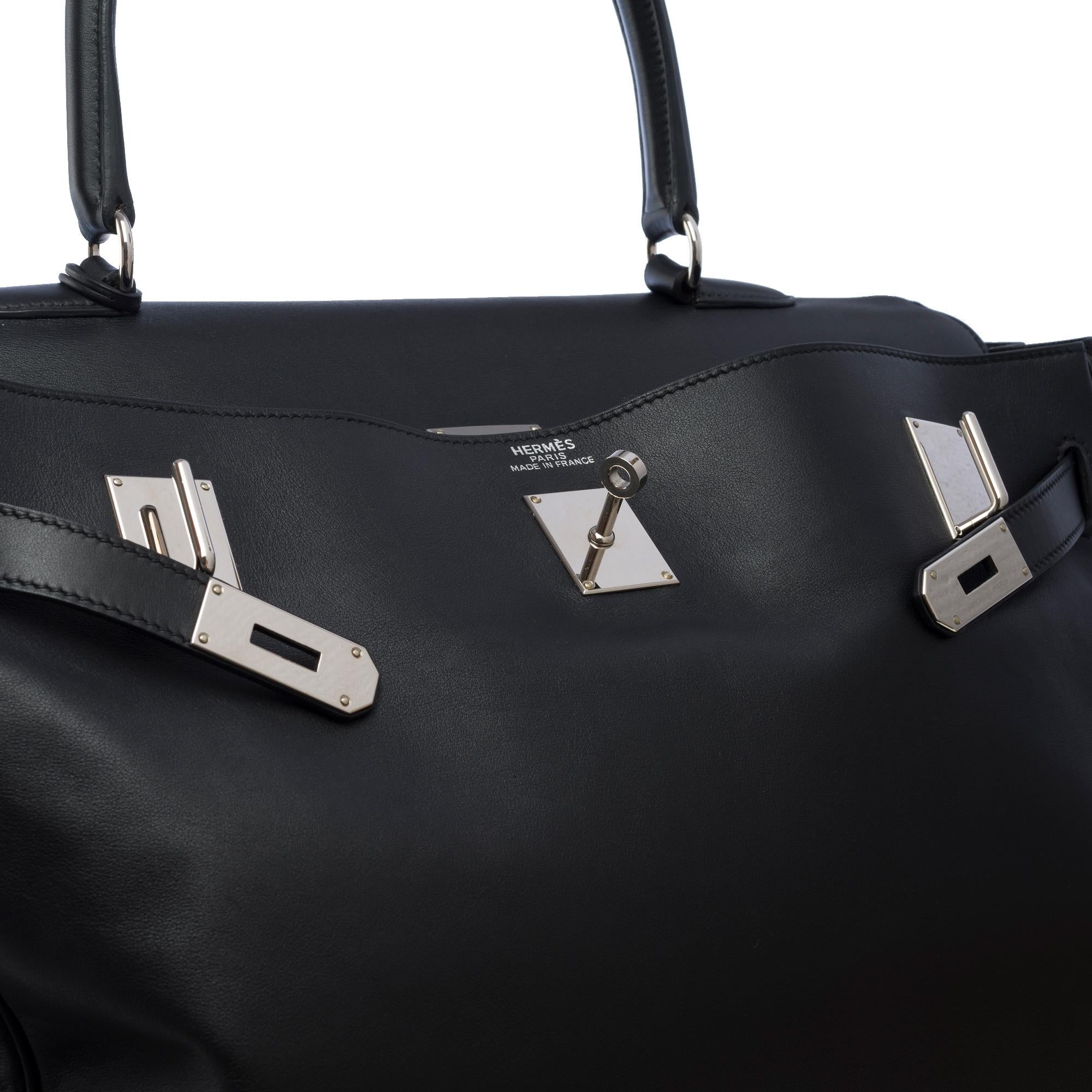 Rare Hermès Kelly Relax 50 retourne Week-end bag inBlack Swift leather, SHW 2