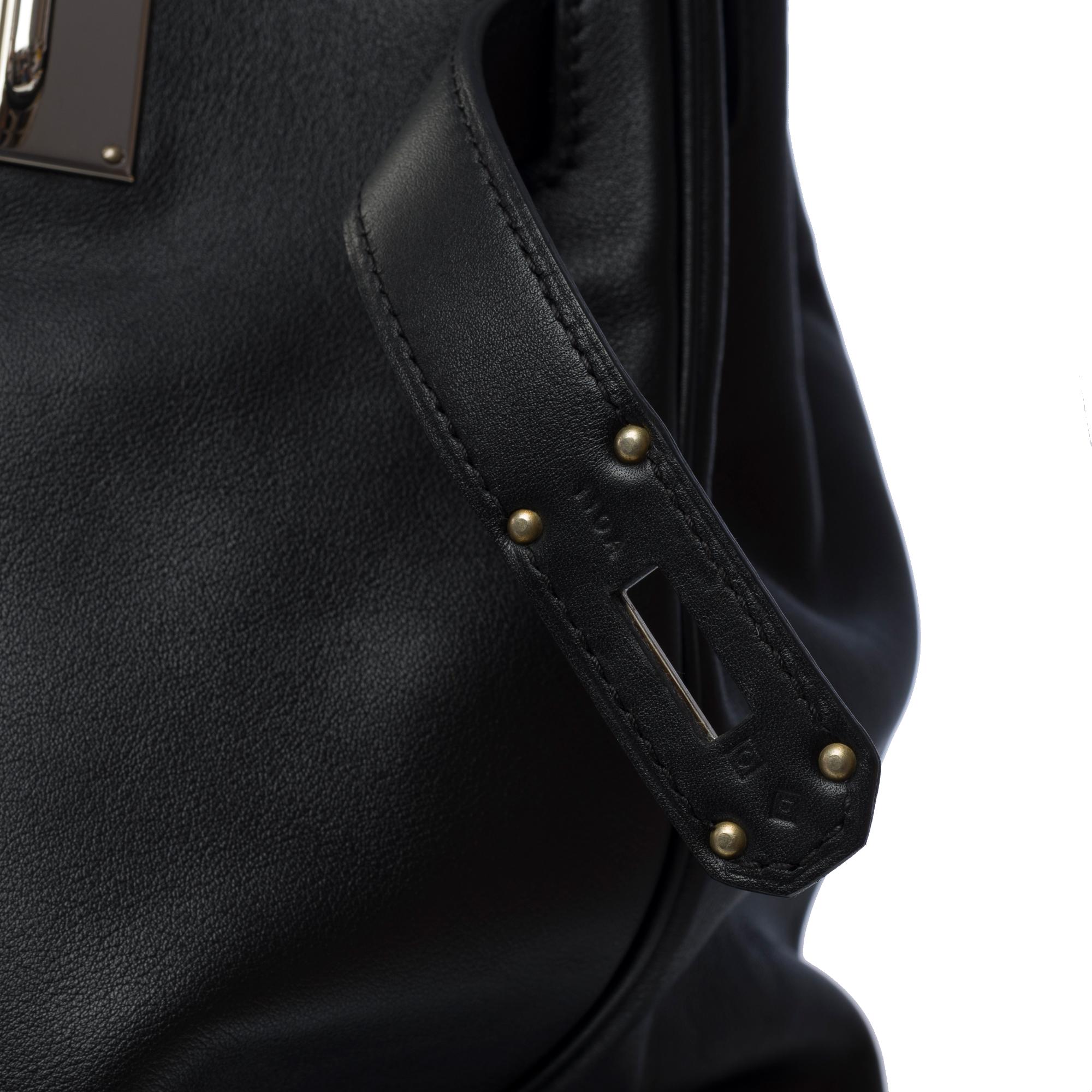 Rare Hermès Kelly Relax 50 retourne Week-end bag inBlack Swift leather, SHW 3