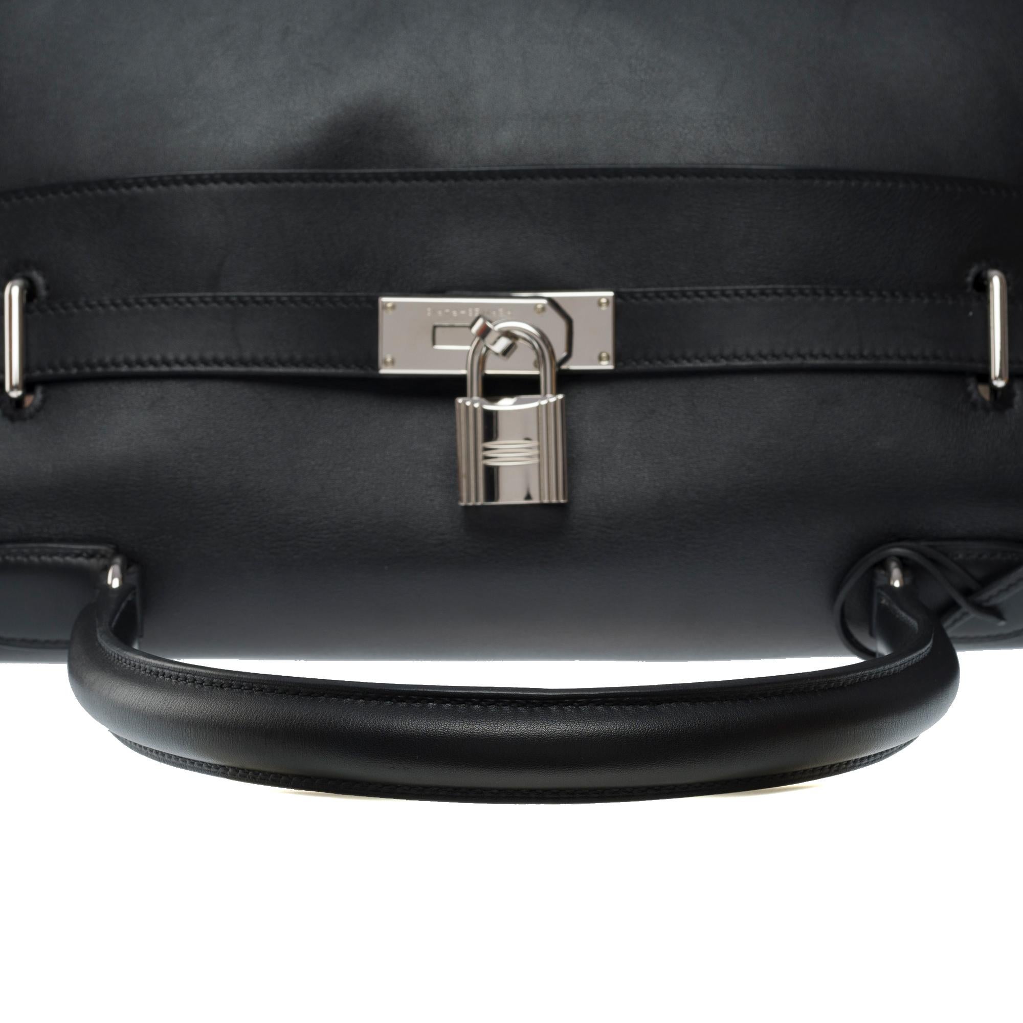 Rare Hermès Kelly Relax 50 retourne Week-end bag inBlack Swift leather, SHW 5