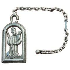 Vintage Rare Hermès Key Ring Saint Christophe Saint Patron of Travelers in Silver