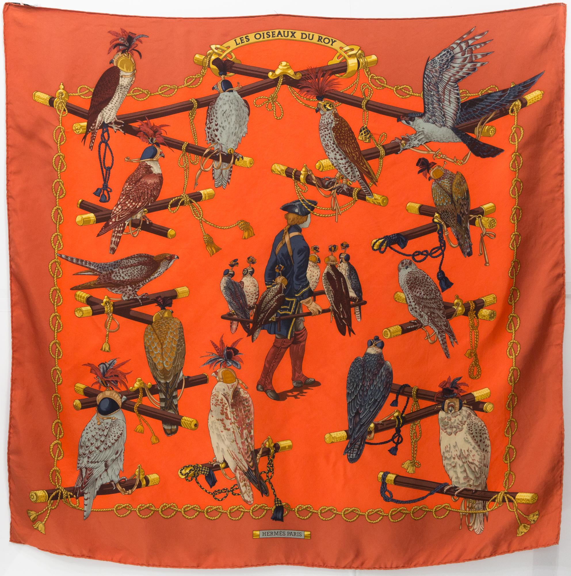 Rare Hermes Les Oiseaux Du Roy by Cathy Latham Silk Scarf 2