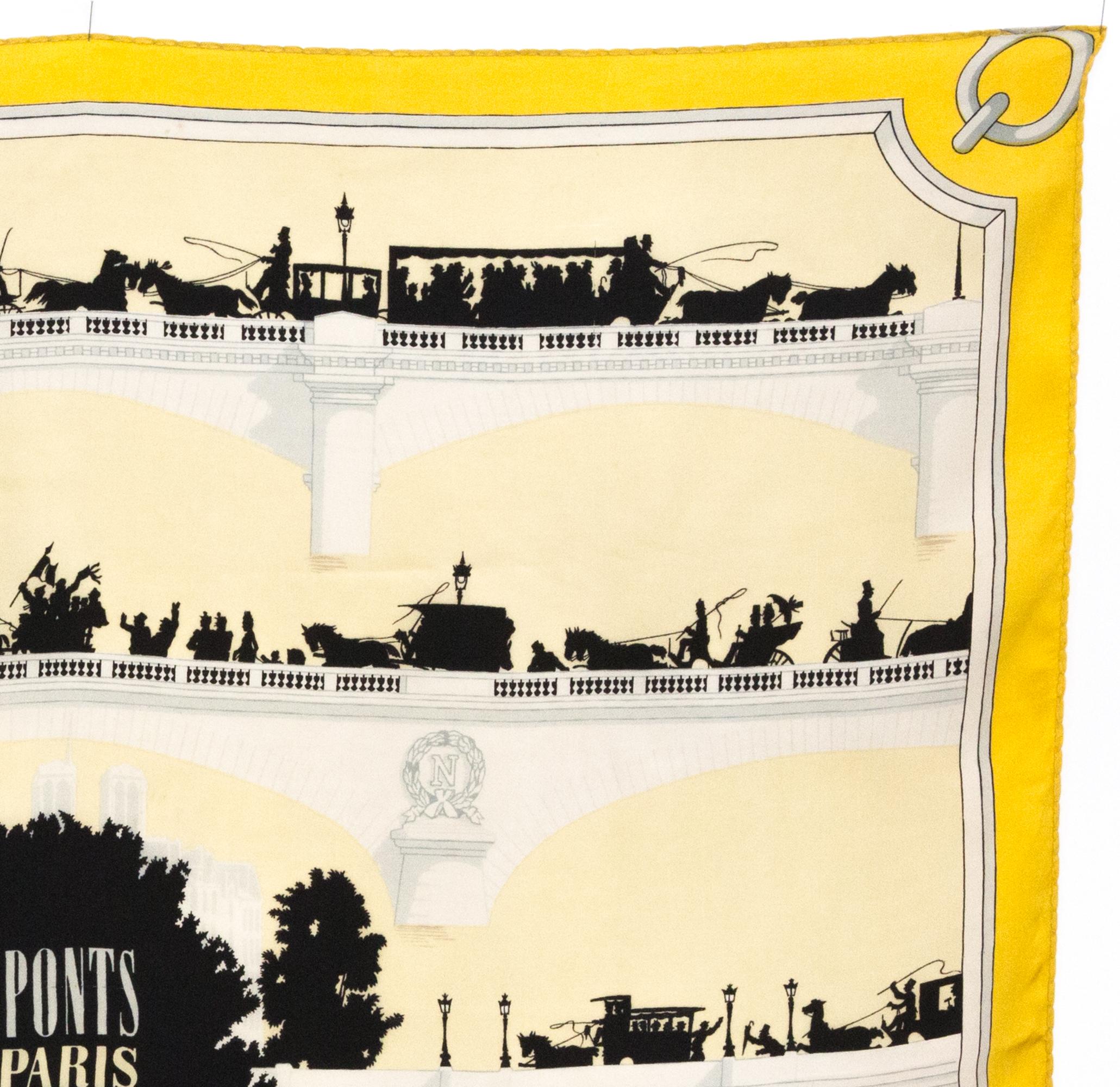 Women's or Men's Rare Hermes Les Ponts De Paris by Hugo Grygkar Silk Scarf