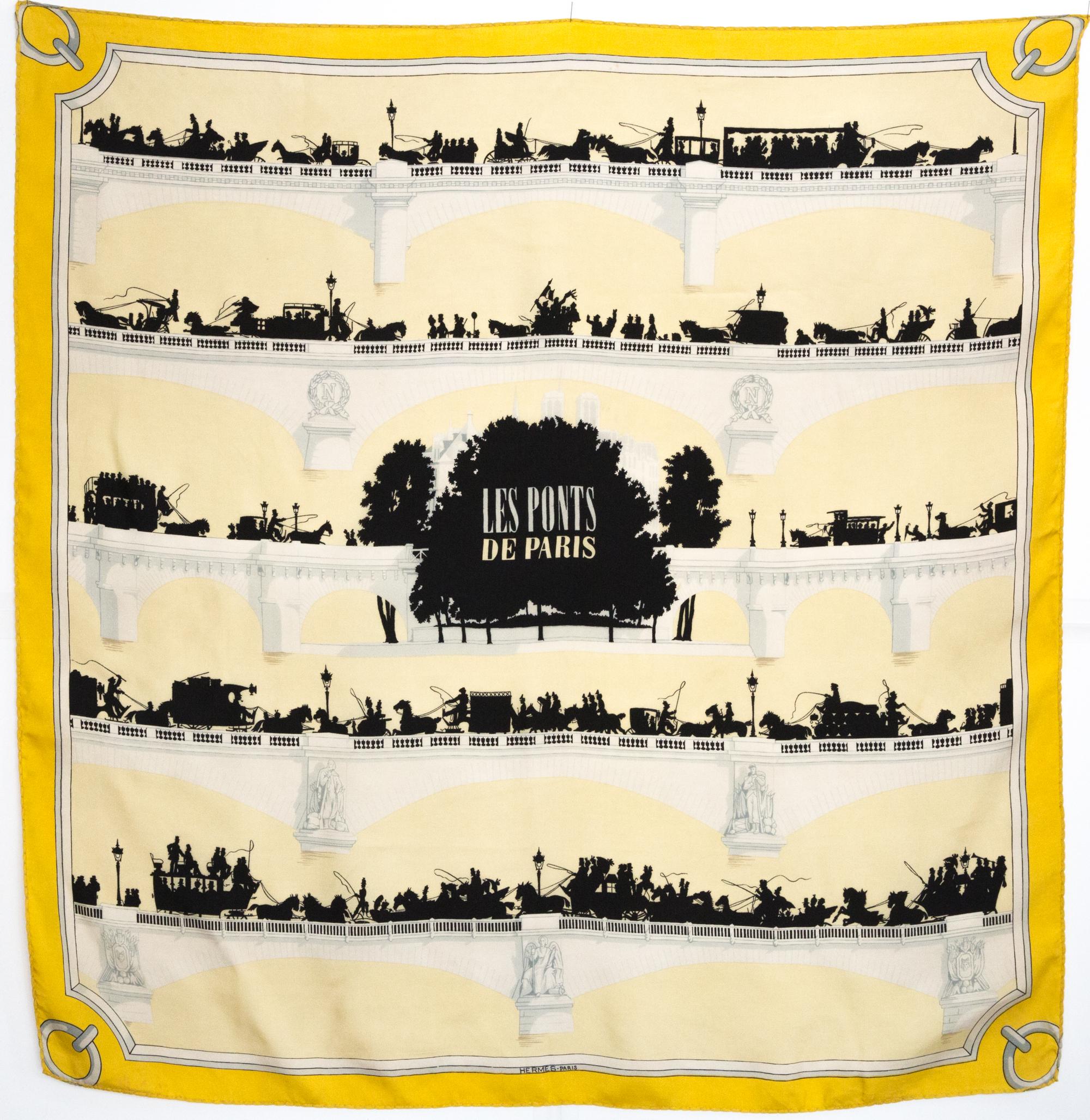 Rare Hermes Les Ponts De Paris by Hugo Grygkar Silk Scarf 3