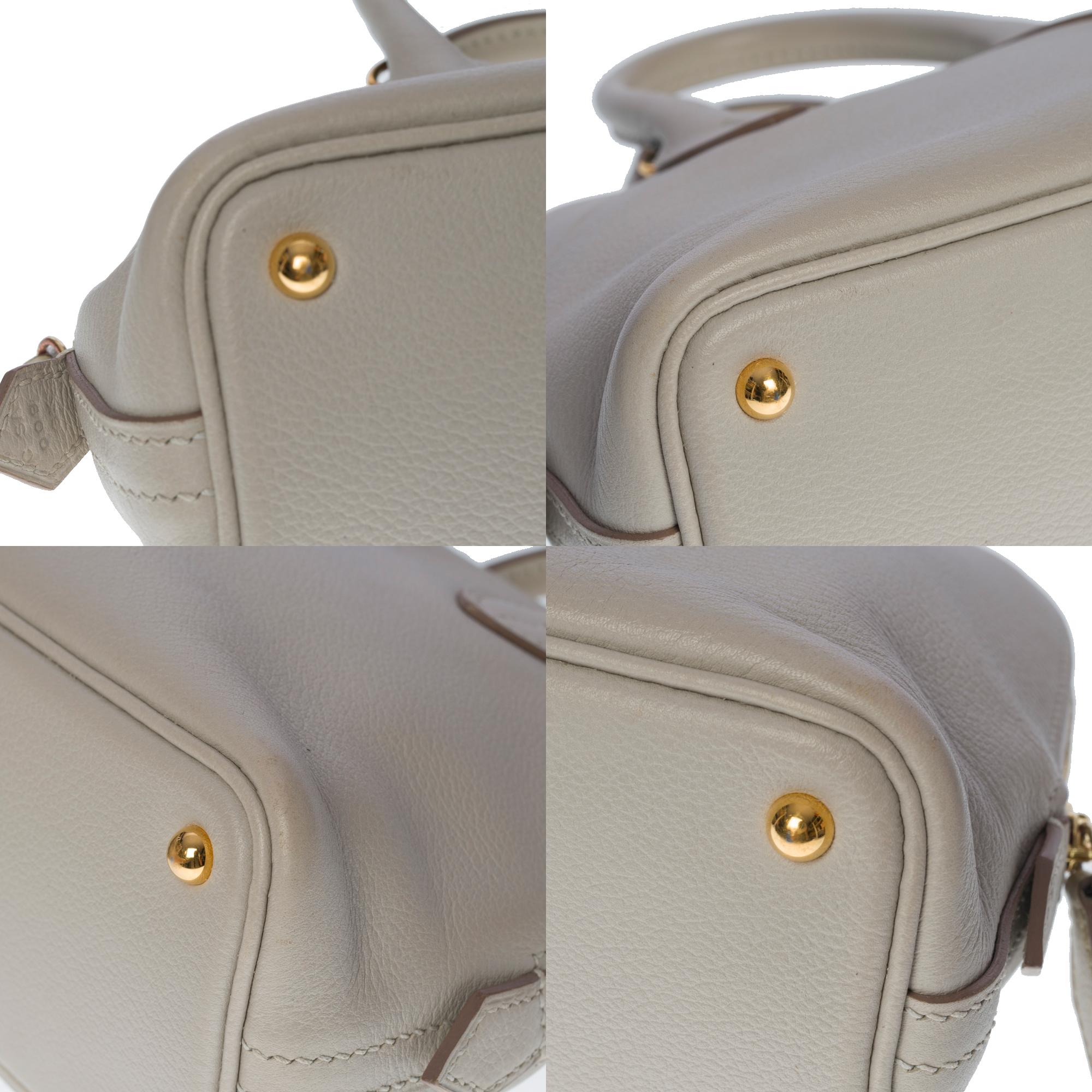 Rare Hermès Mini Bolide 1923 handbag strap in grey Nata leather, GHW 3