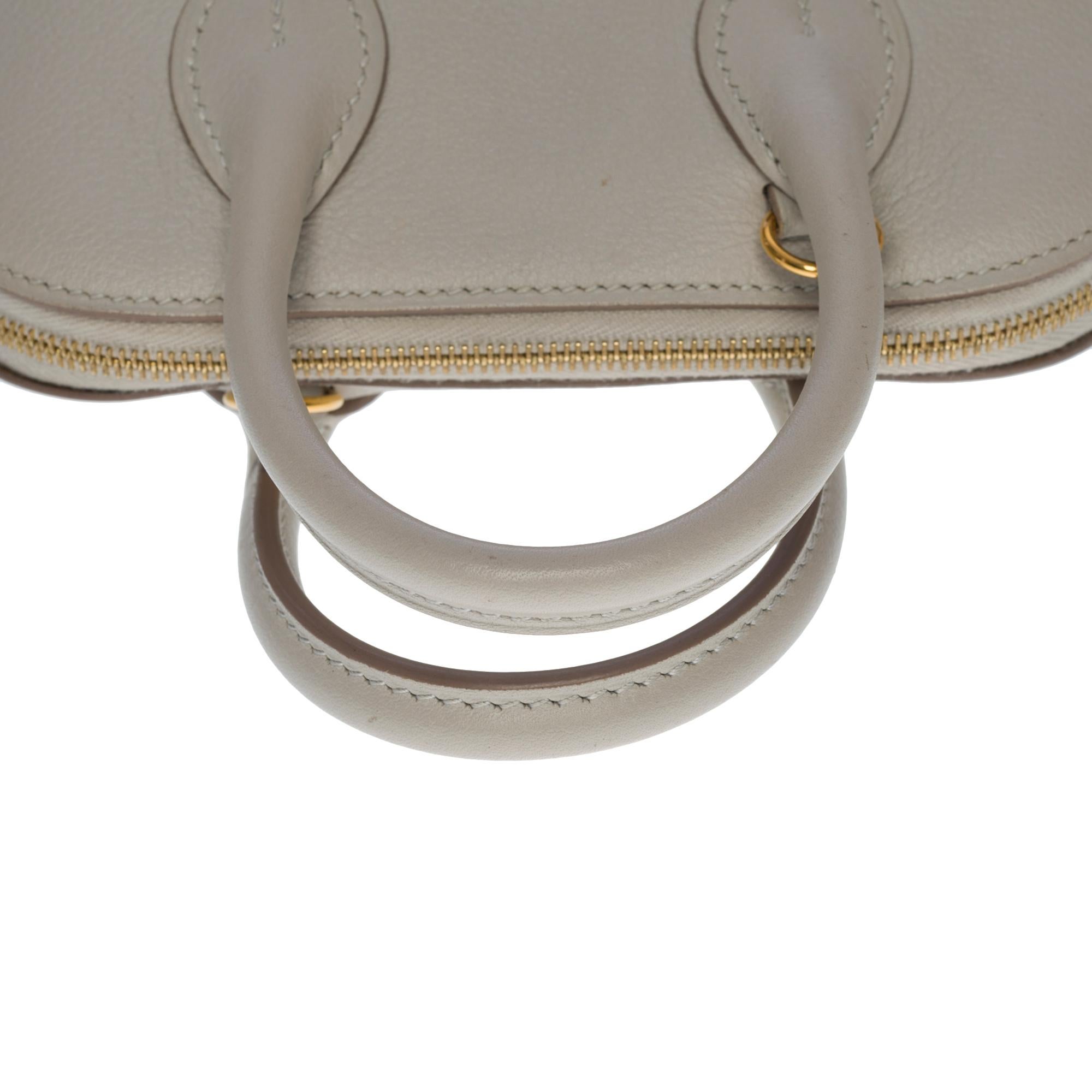 Rare Hermès Mini Bolide 1923 handbag strap in grey Nata leather, GHW 1