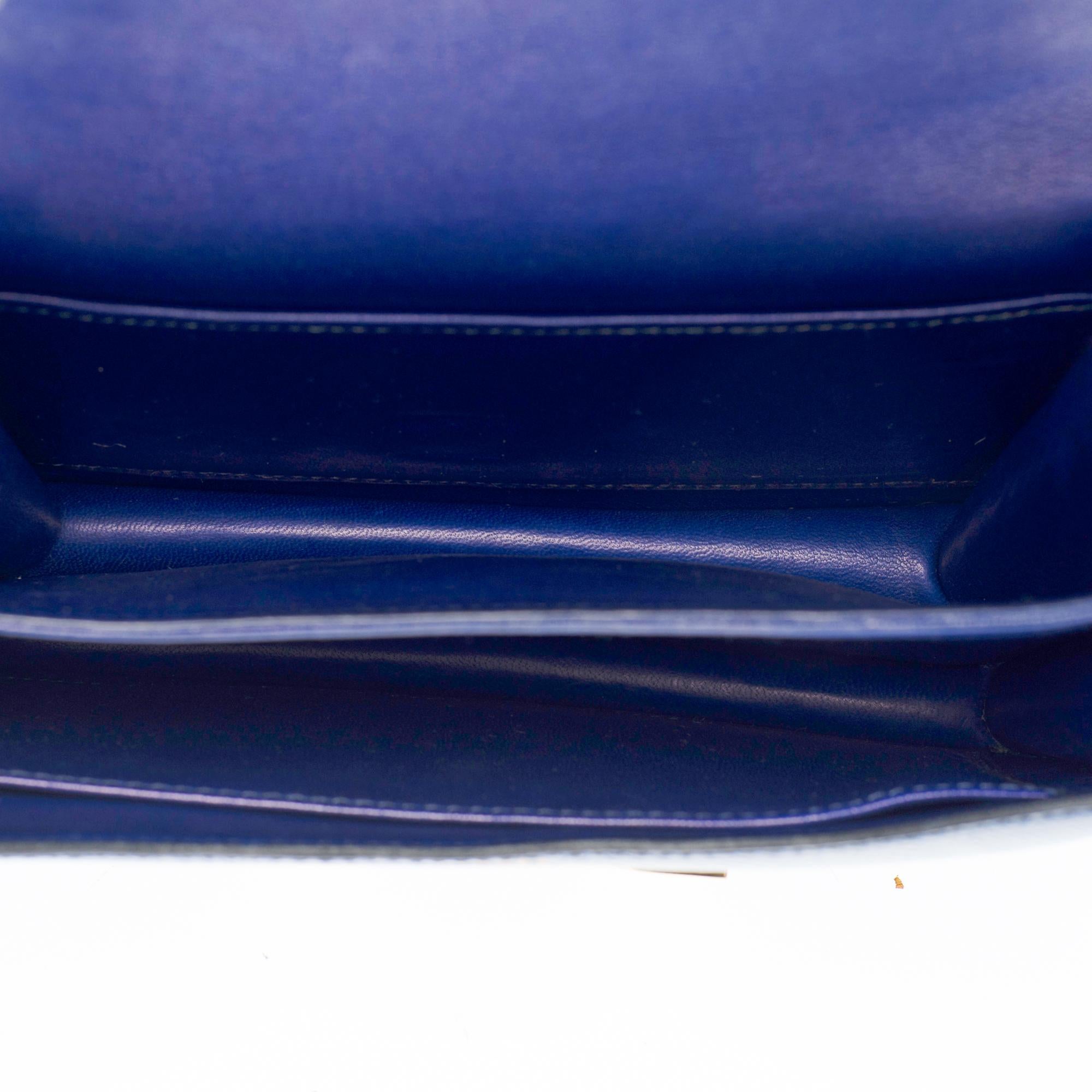 RARE Hermes Mini Constance 18 shoulder bag in blue Sapphire Lizard, GHW In Good Condition In Paris, IDF