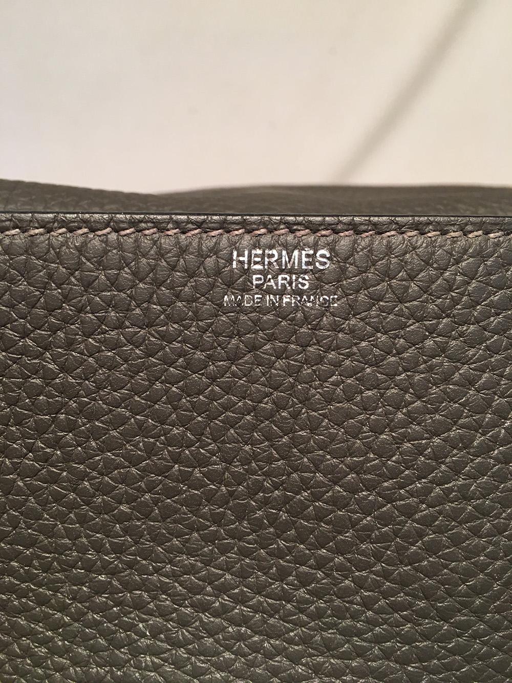 Women's RARE Hermes Mini Grey Clemence Steve Caporal Crossbody Messenger Shoulder Bag