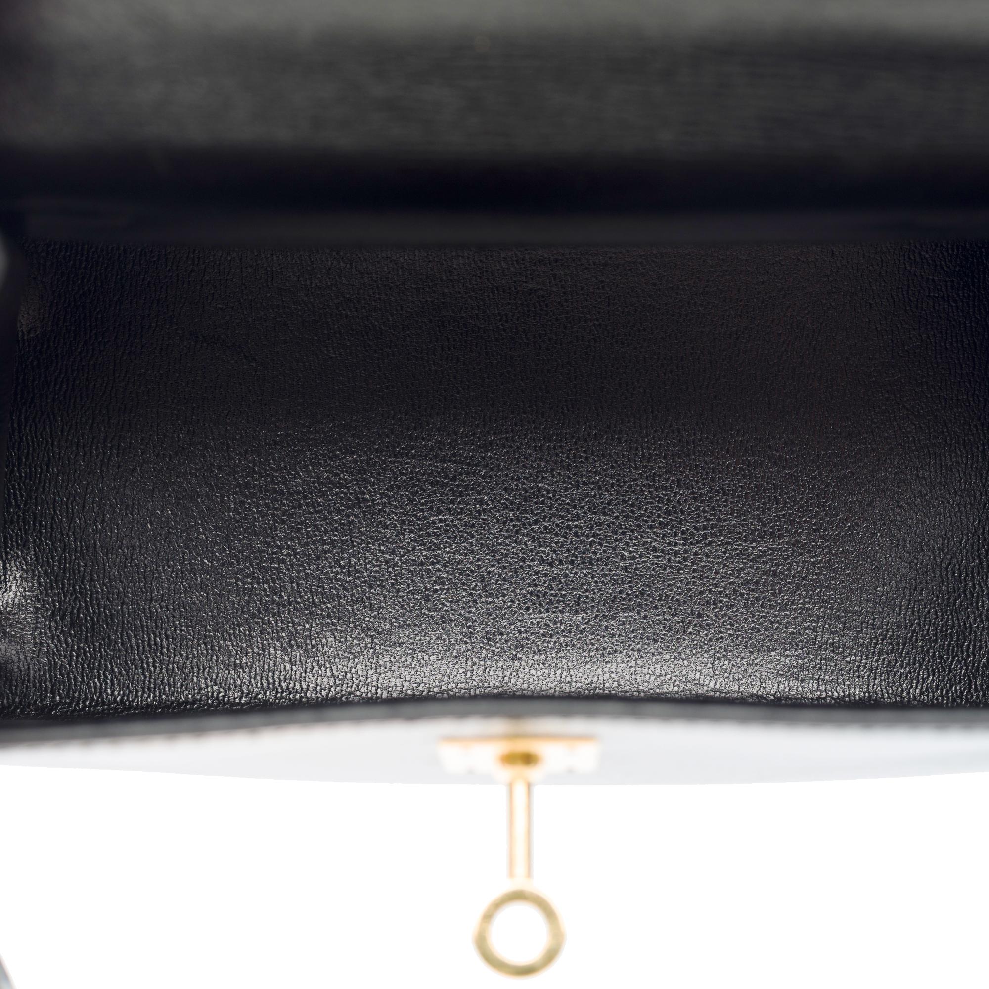 Rare Hermès Mini Kelly 20cm handbag double strap in black box calfskin, GHW 4