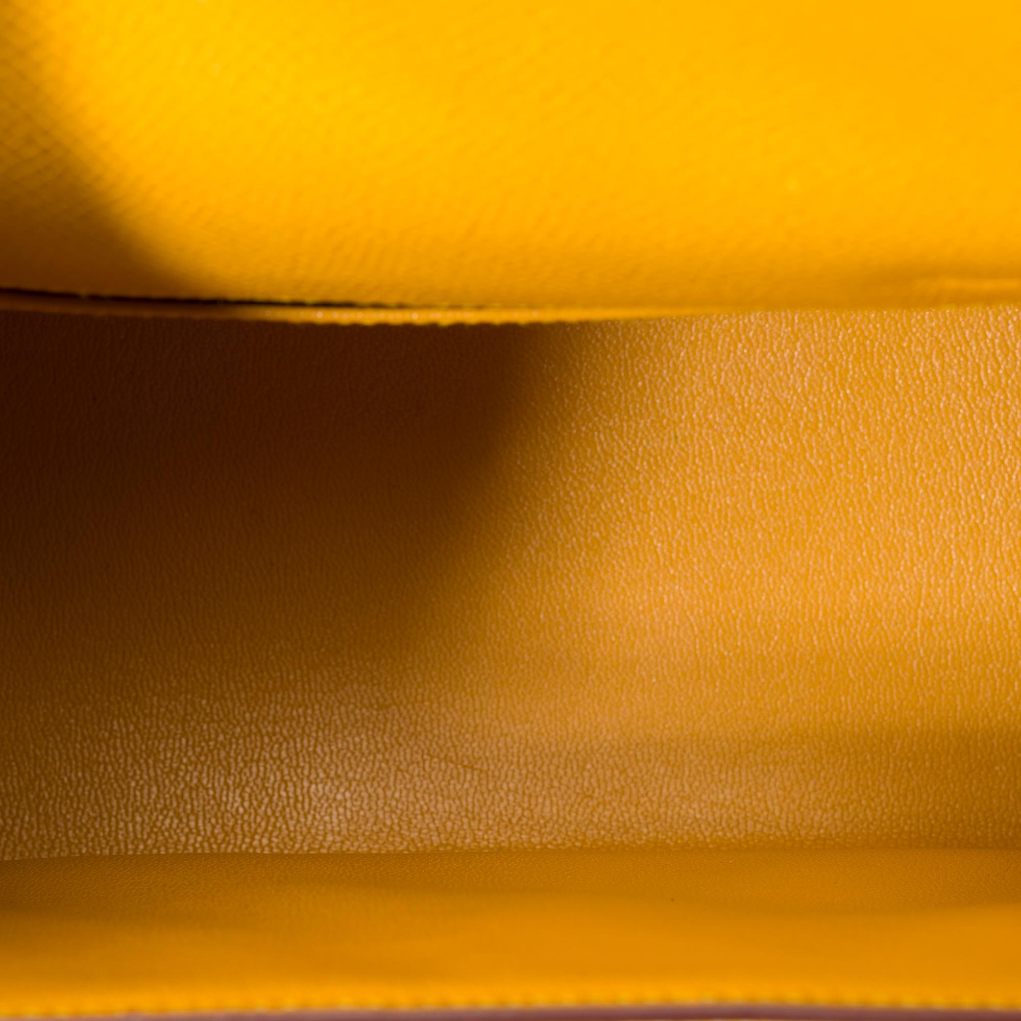 Rare Hermès Mini Kelly 20cm handbag strap in Amber Yellow Courchevel , GHW 4