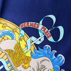 Rare Hermès "Musée Vivant du Cheval" by H. de Watrigant Silk Carré Scarf 90 cm