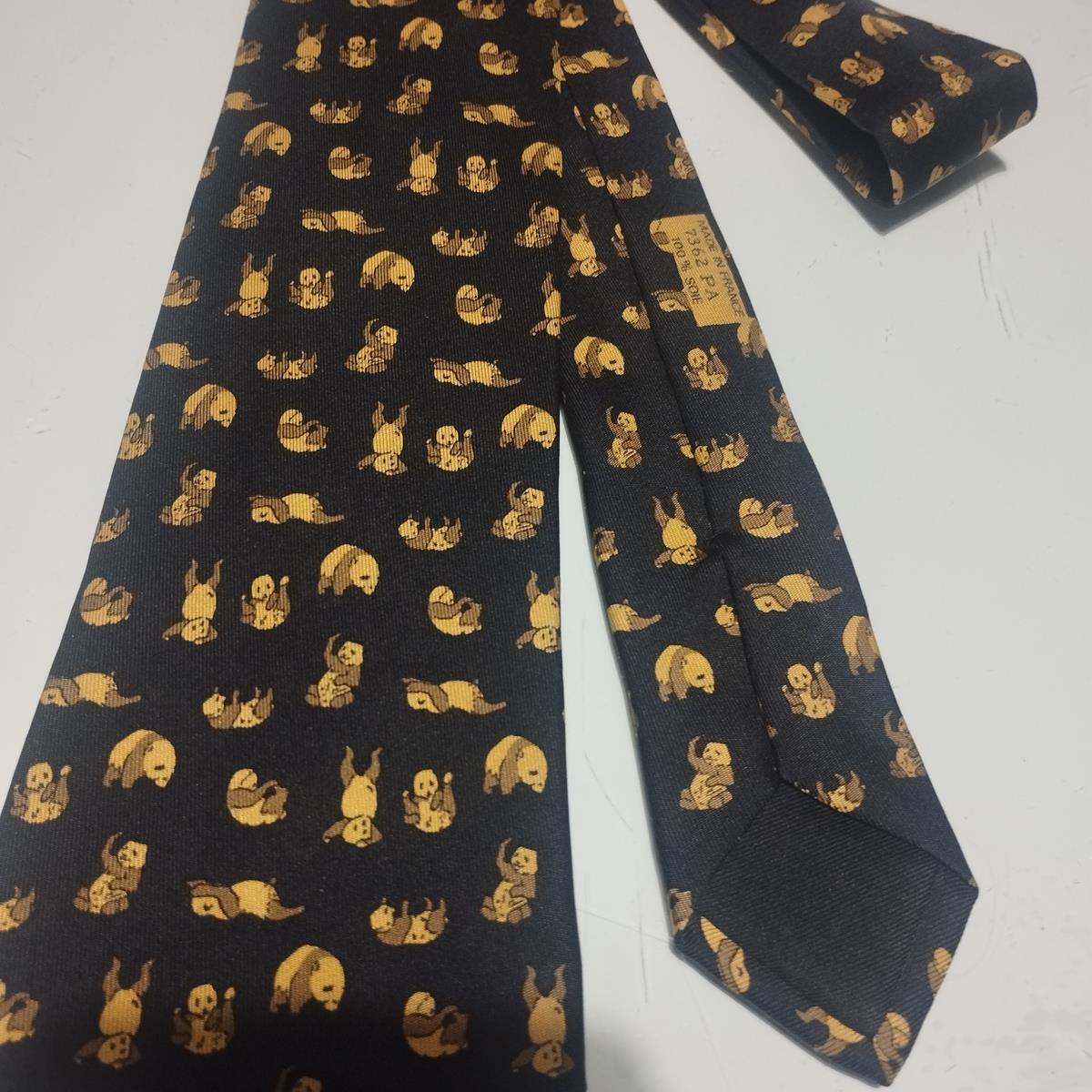 Black Rare Hermès Panda Tie