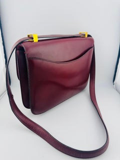Rare Hermes Paris Constance 23 Rouge red box leatherGold Hardware 1985