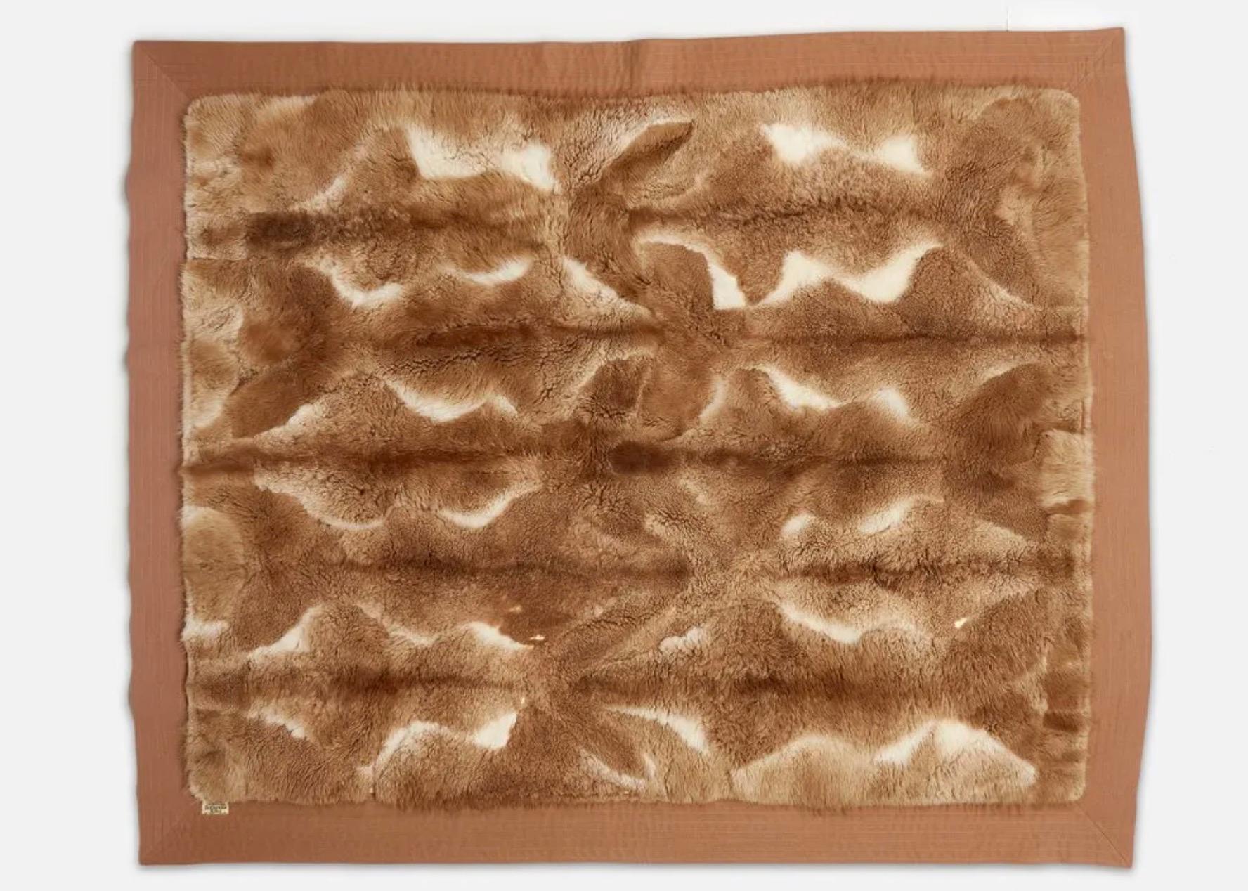 Français Rare Hermès Paris Guanaco Fur and Wool Blanket, c 1980s France, Signed en vente