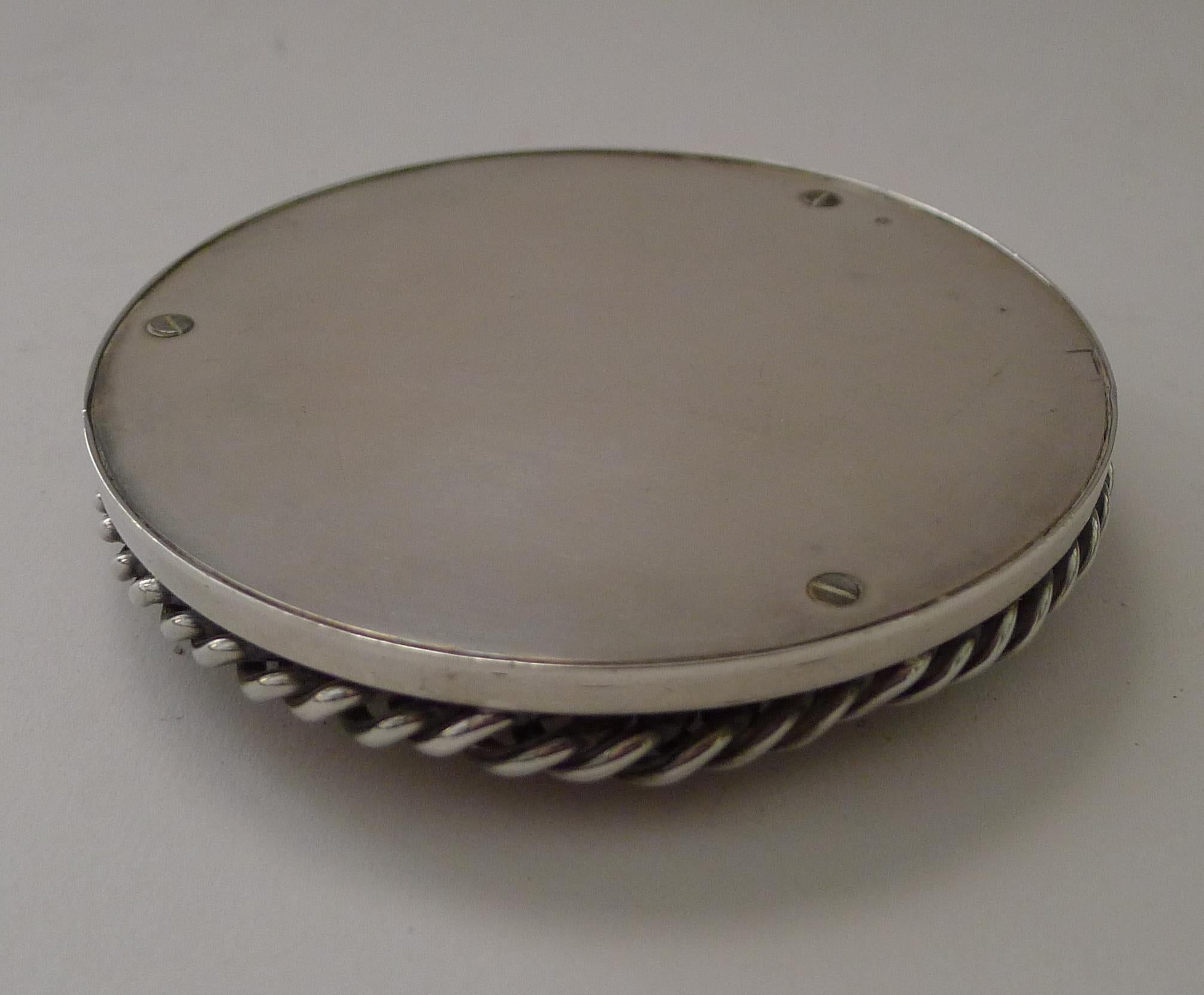 Mid-Century Modern Rare Hermès, Paris Sterling Silver Chain Link Desk Compass c.1960