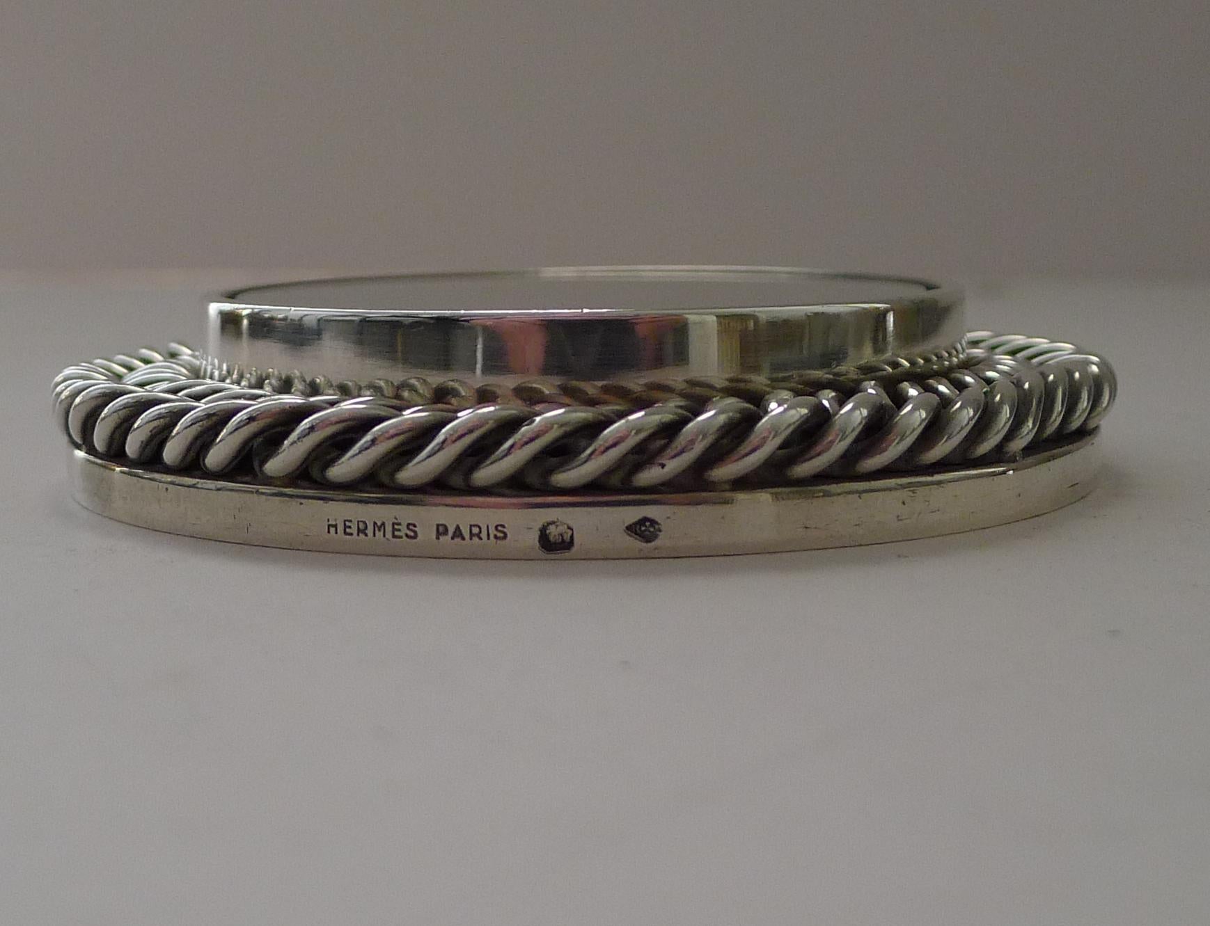 Rare Hermès, Paris Sterling Silver Chain Link Desk Compass c.1960 3