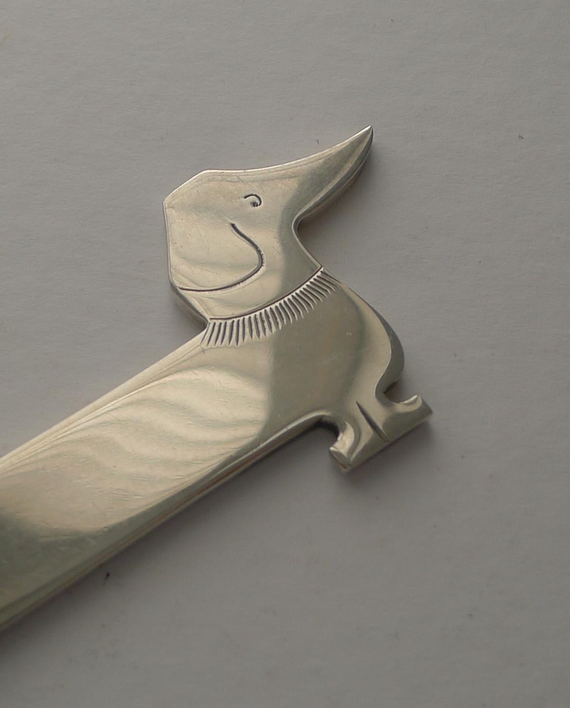 Mid-Century Modern Rare, Hermes, Paris Sterling Silver Letter Opener, Dachshund C.1950's