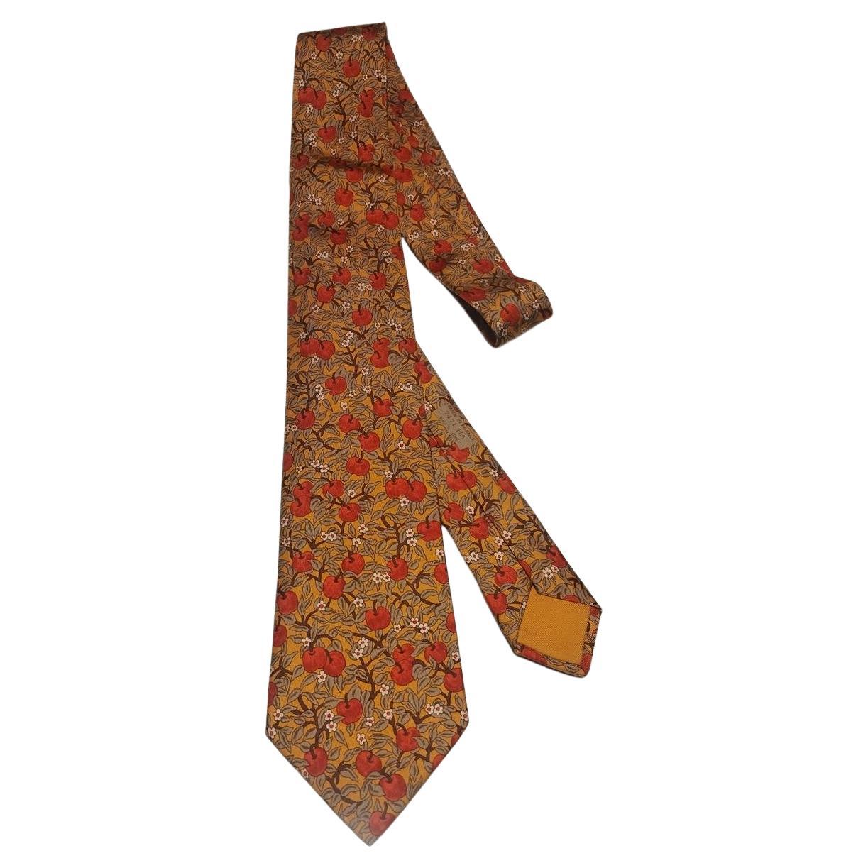 Rare Hermès Persimmons Silk Tie For Sale