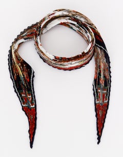 Rare Hermes Pleated Kachinas Silk Scarf