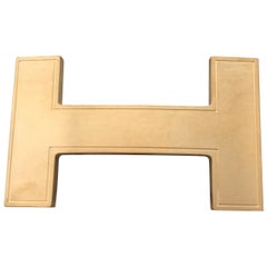 Rare Hermes QUIZZ Brushed Gold Belt Buckle 32mm