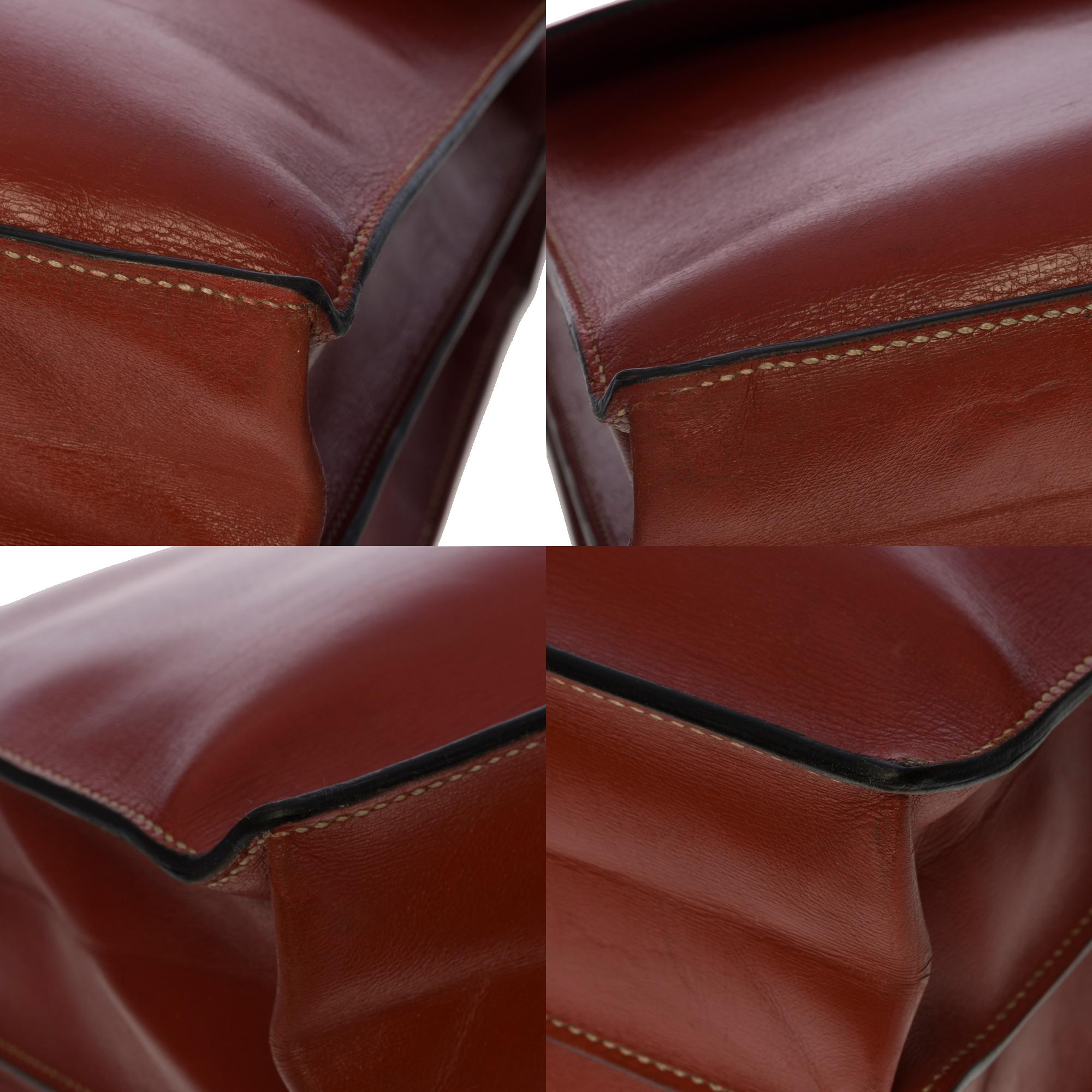 Rare Hermès Sac à dépêches briefcase in Rouge brique calf box leather, GHW 2