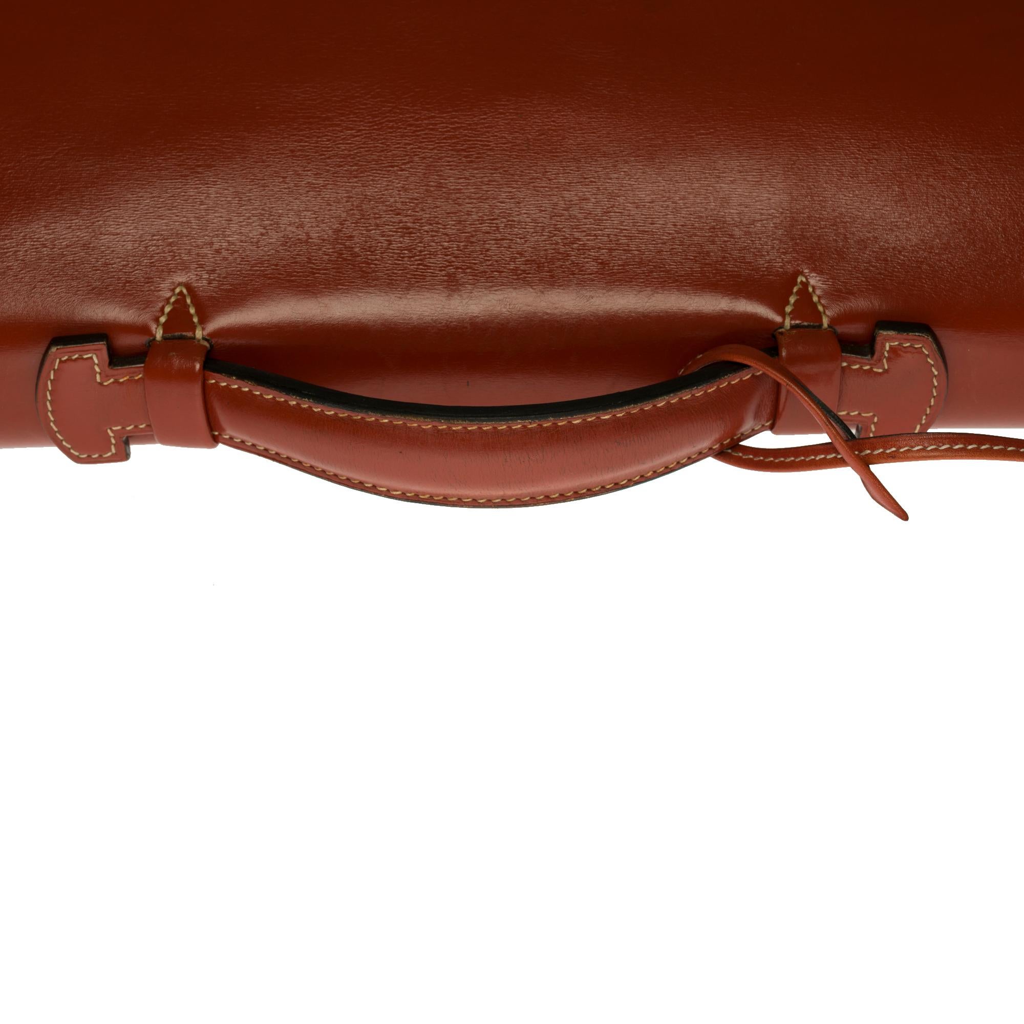 Men's Rare Hermès Sac à dépêches briefcase in Rouge brique calf box leather, GHW