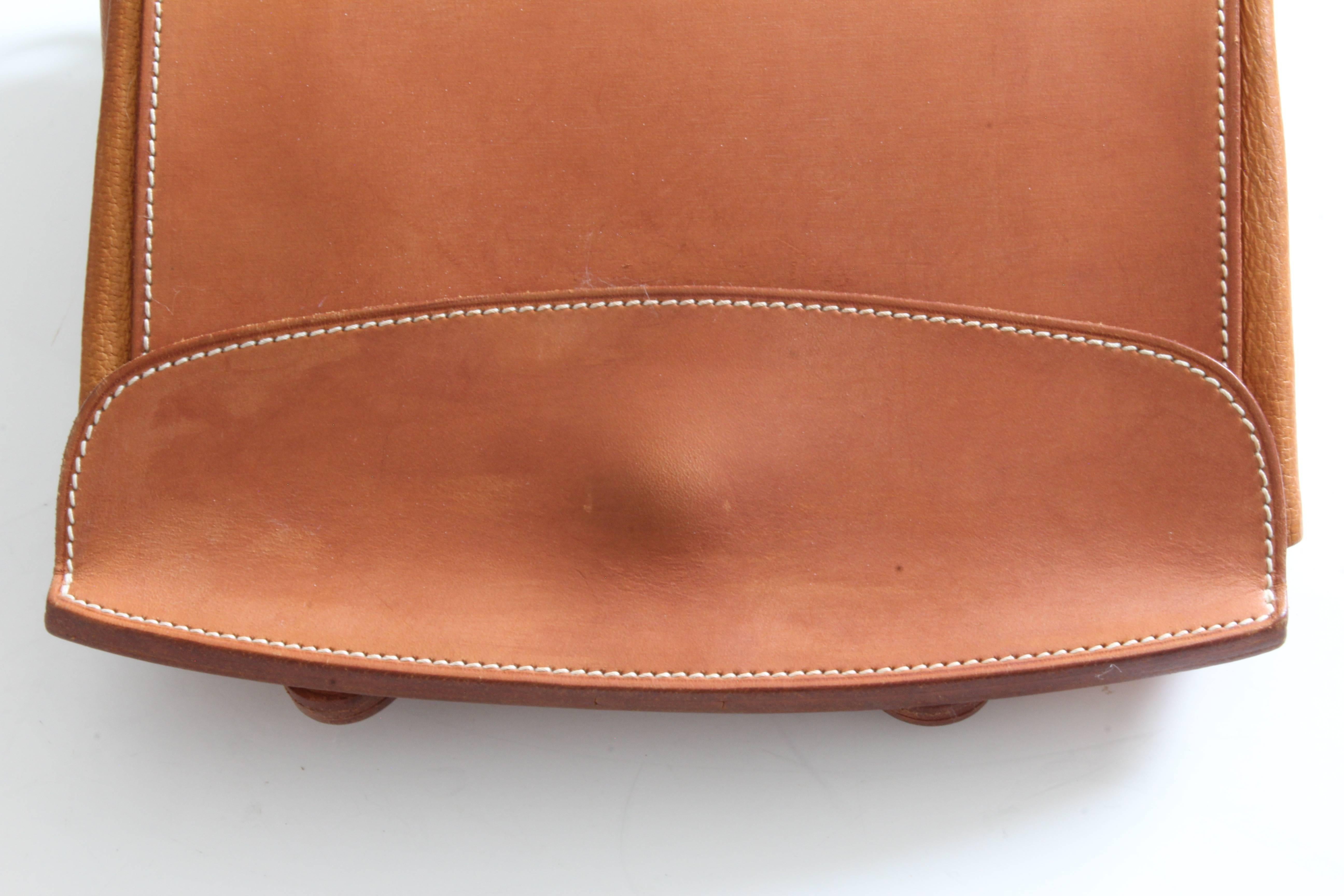  Rare Hermès Sacoche Pour Selle Sac à dos Veau Natural Leather 1998 Unisexe 