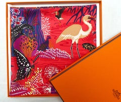 Rare Hermes Scarf BRAND NEW "Wild Singapore" by Alice Shirley with Hermes Box
