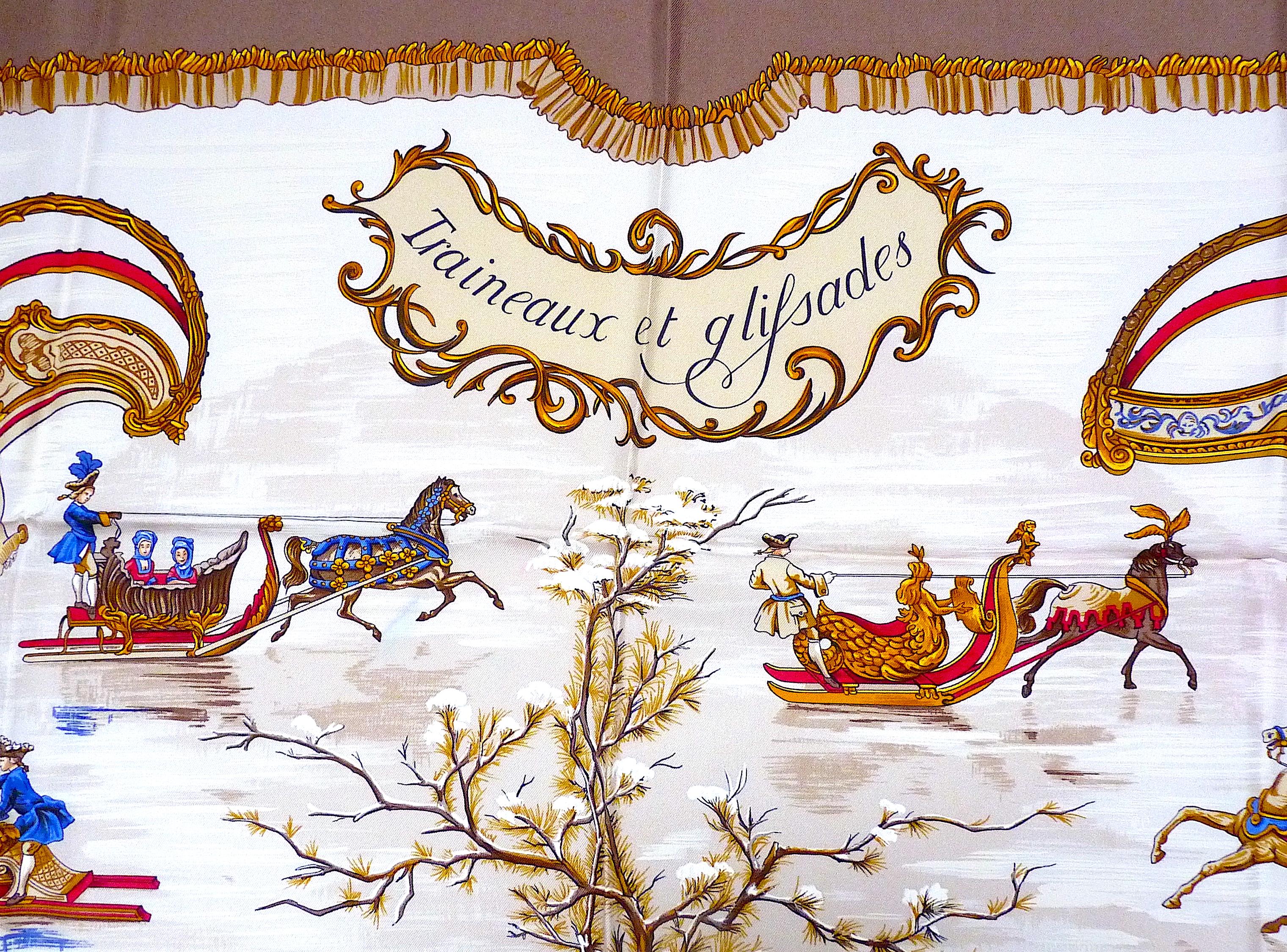 Women's or Men's Rare Hermes Scarf BRAND NEW with Box Traîneaux et Glissades