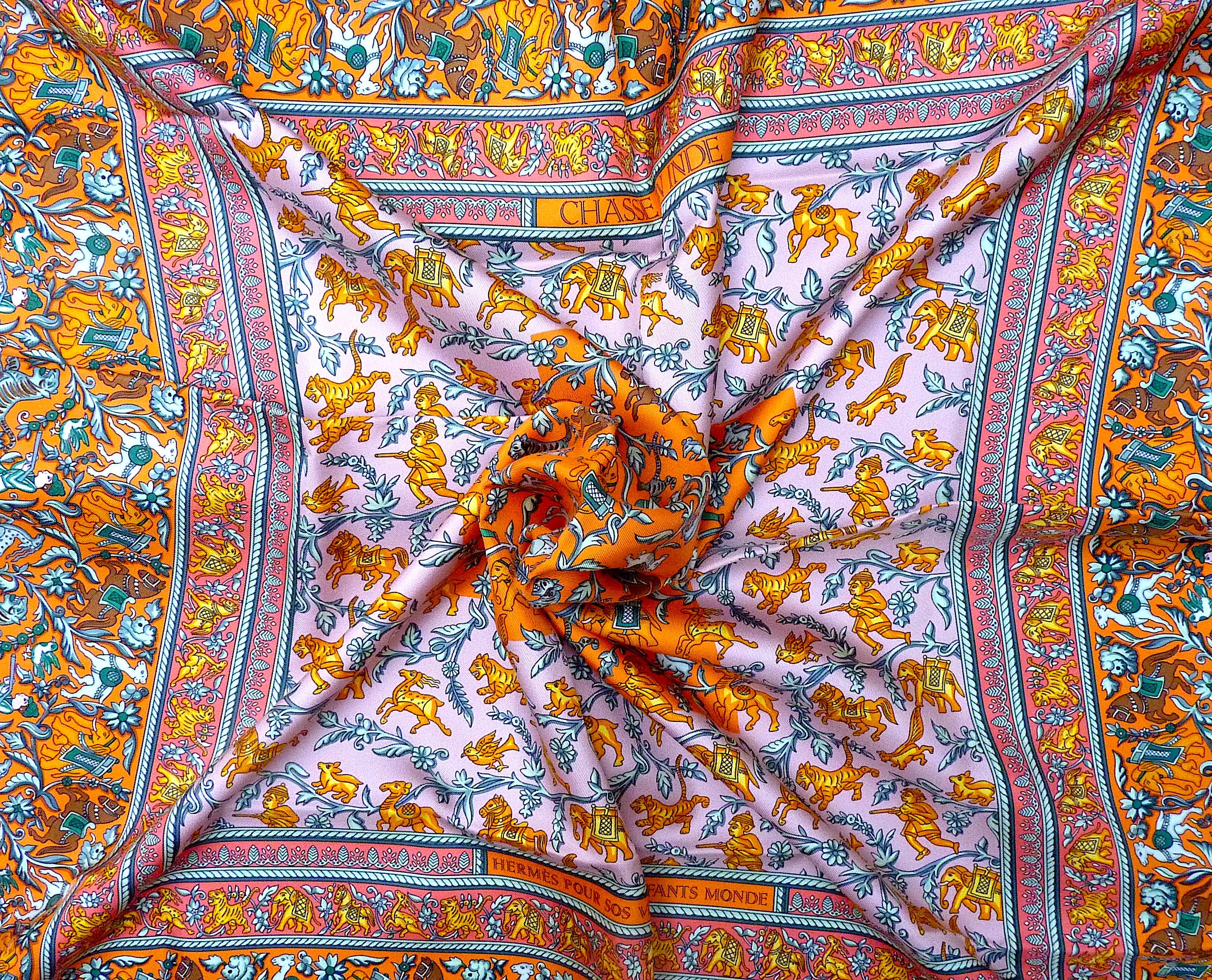 Raro foulard Hermes Chasse en Inde BNIB Edizione speciale per SOS Villages d'Enfants 4