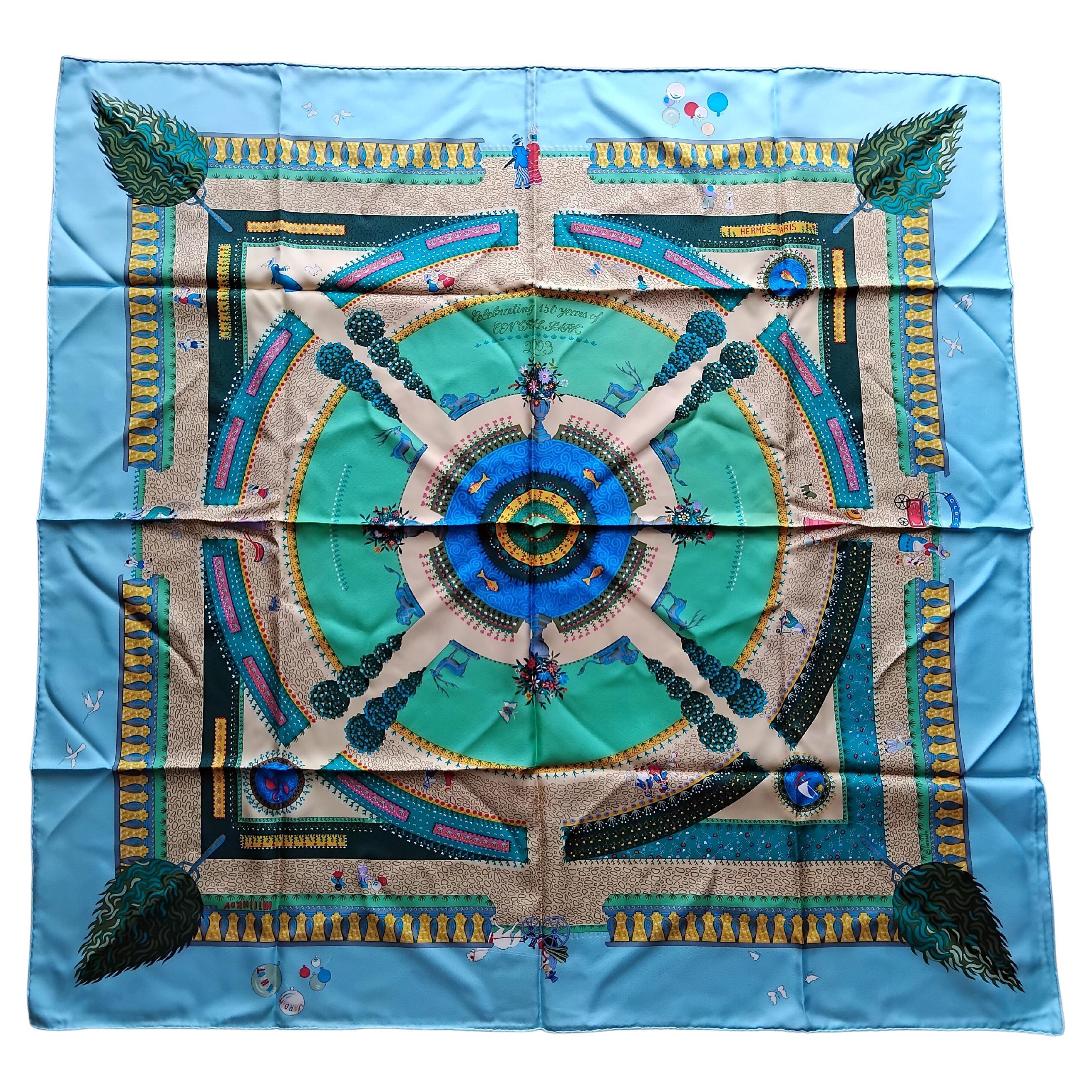 Rare Hermès Scarf Jardin Enchanté Celebrating 150 Years of Central Park 2003 For Sale