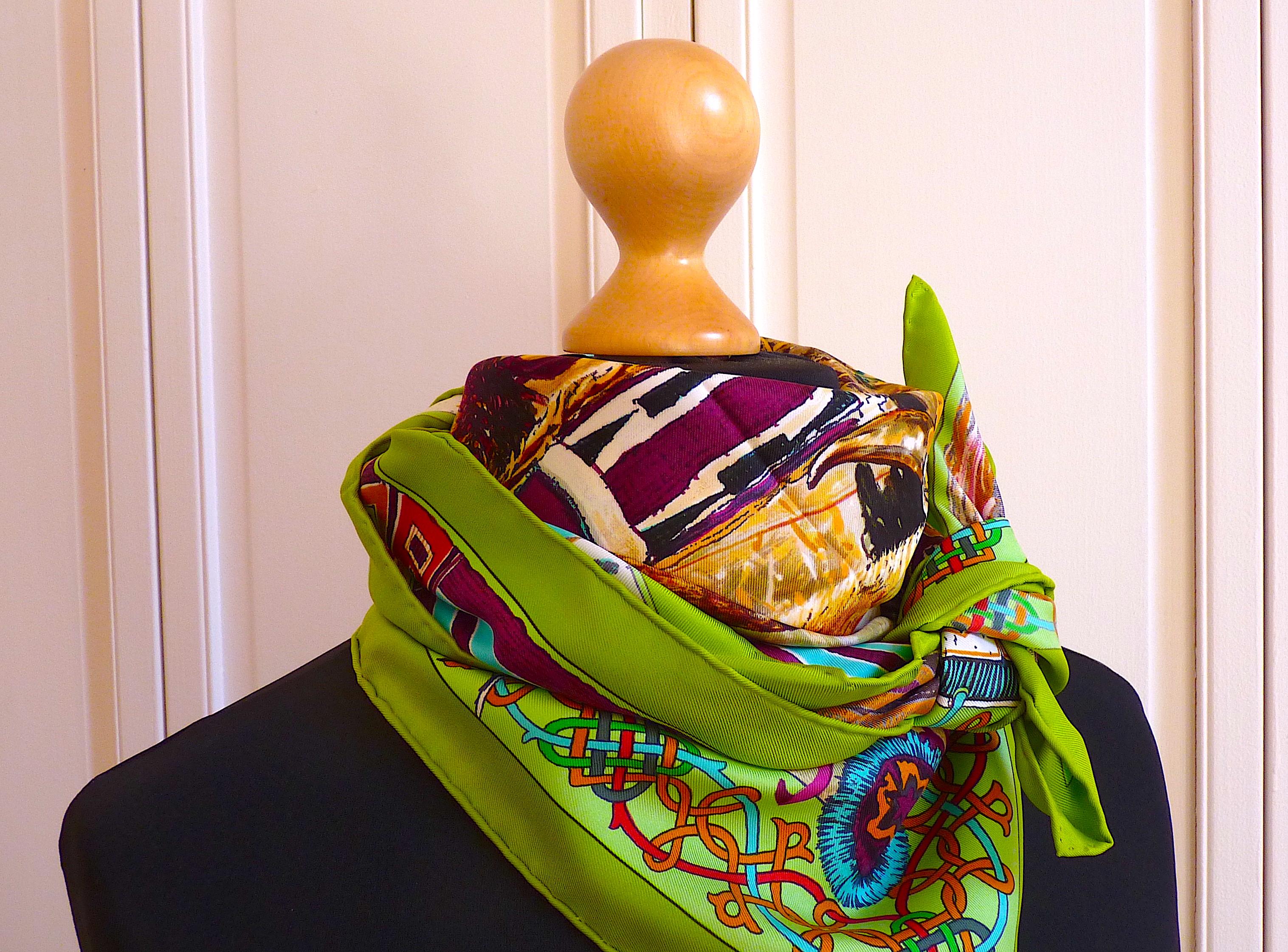 Rare HERMES Scarf LES CHEYENNES by Kermit Oliver, Perfect Condition With Box 6